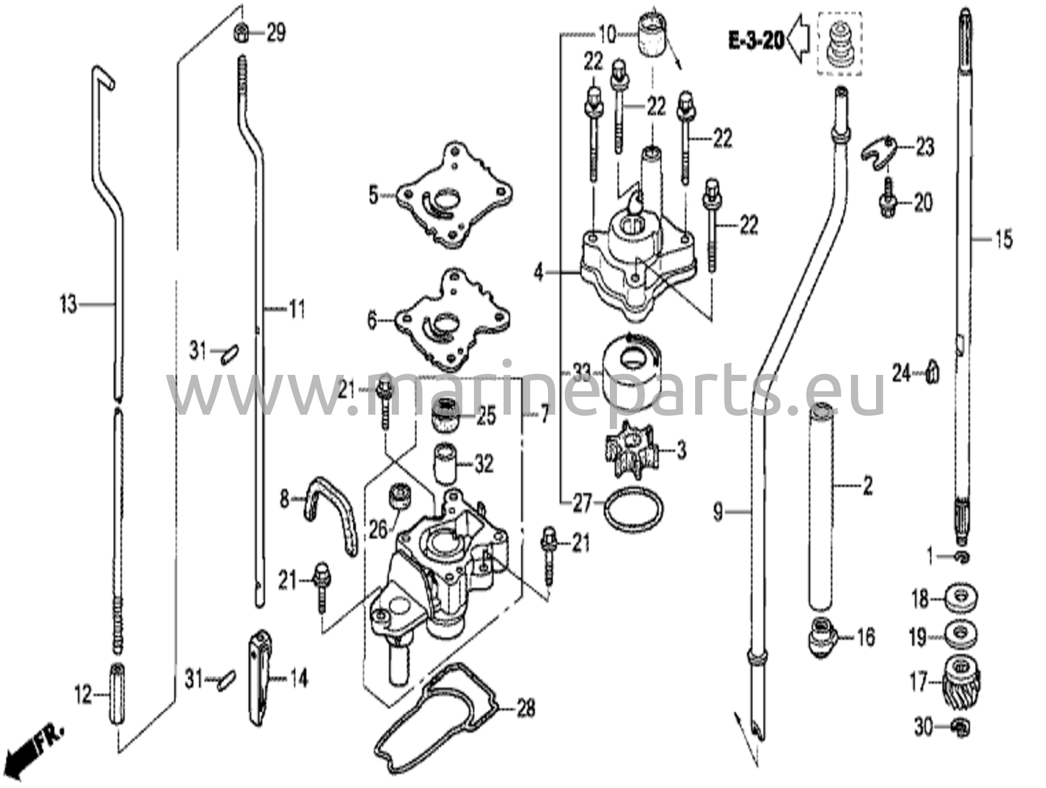 Veesurve pump/vertikaaltelg (L, S suurus)