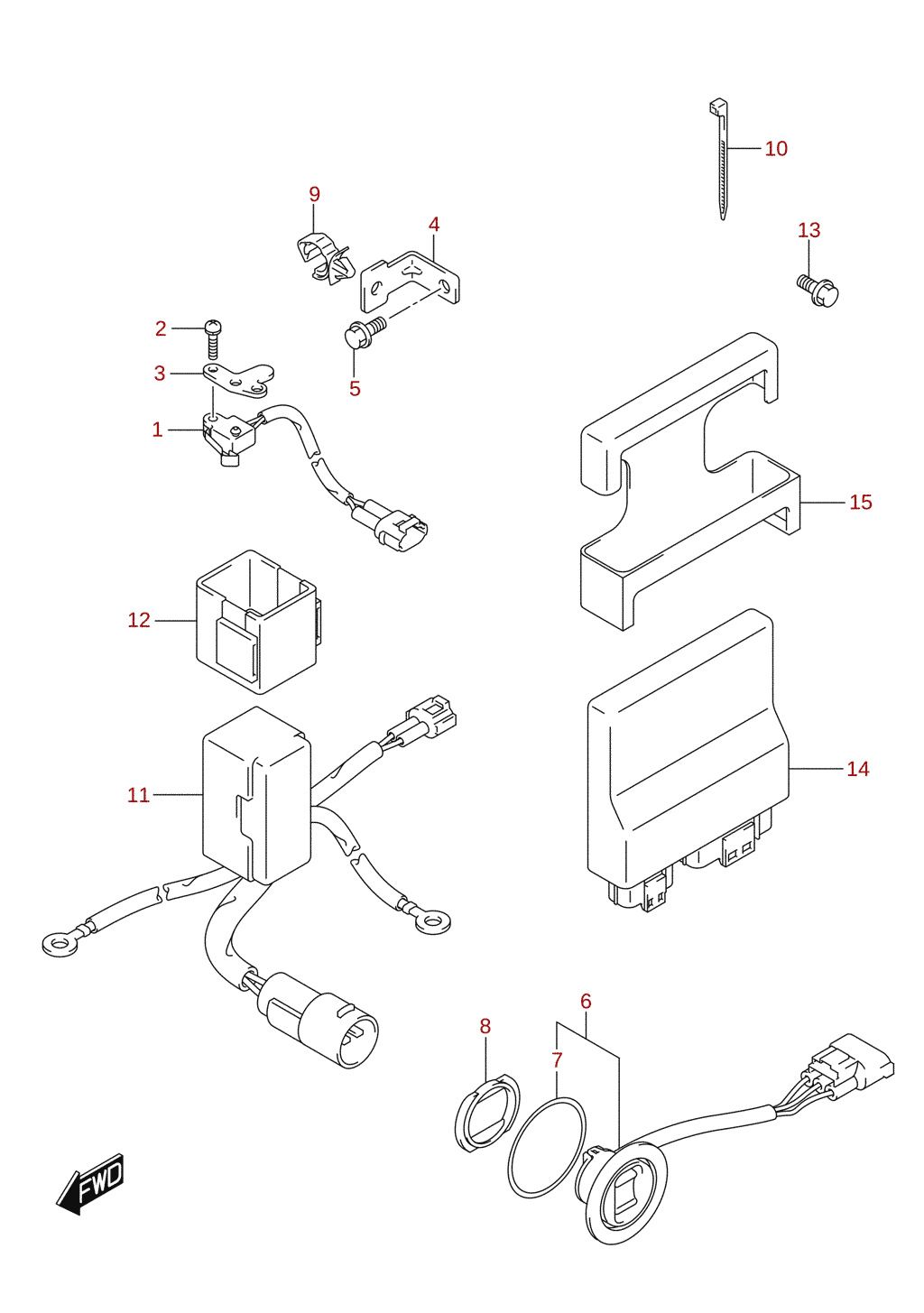 PTT switch / engine control unit (DF70)