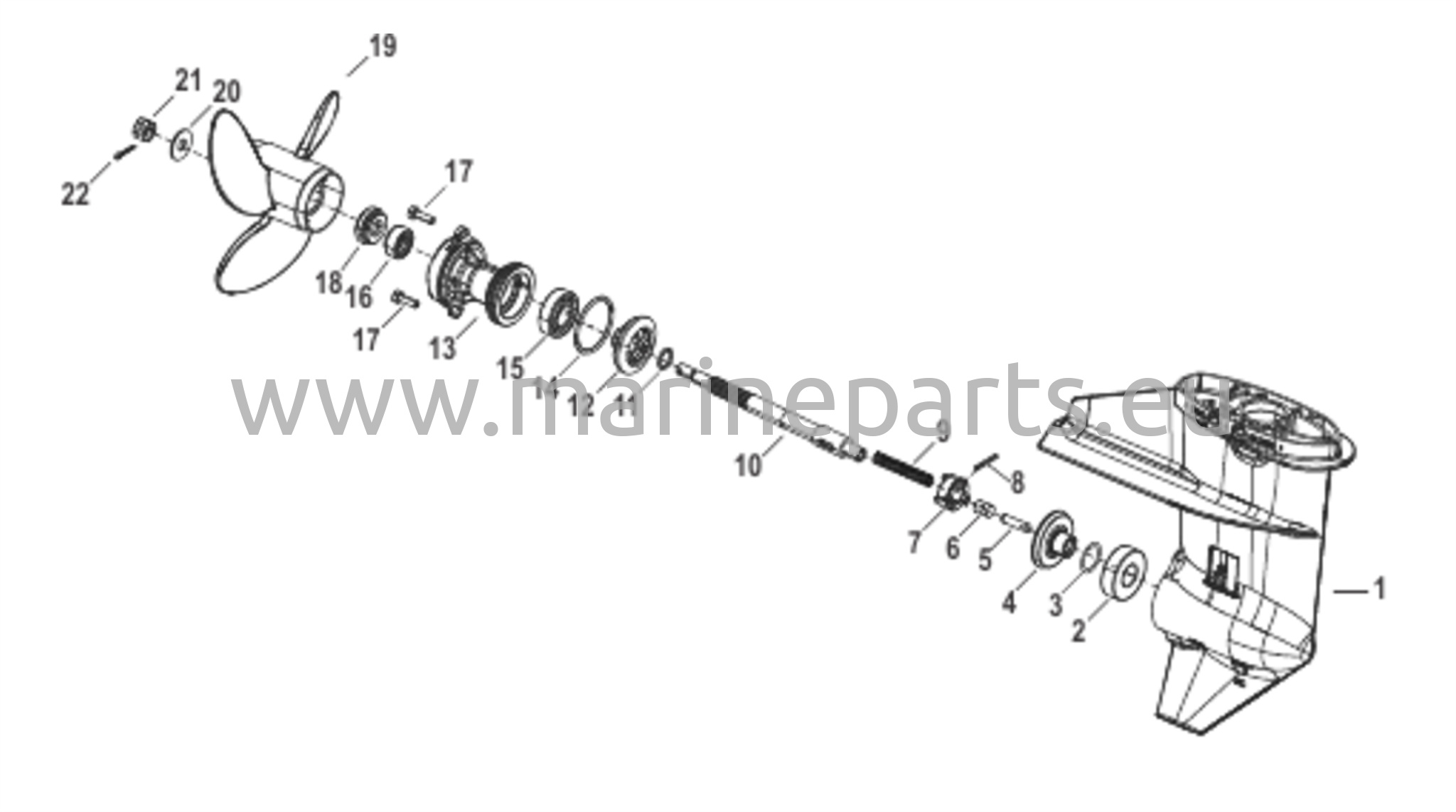 Växelhus propelleraxel, standard