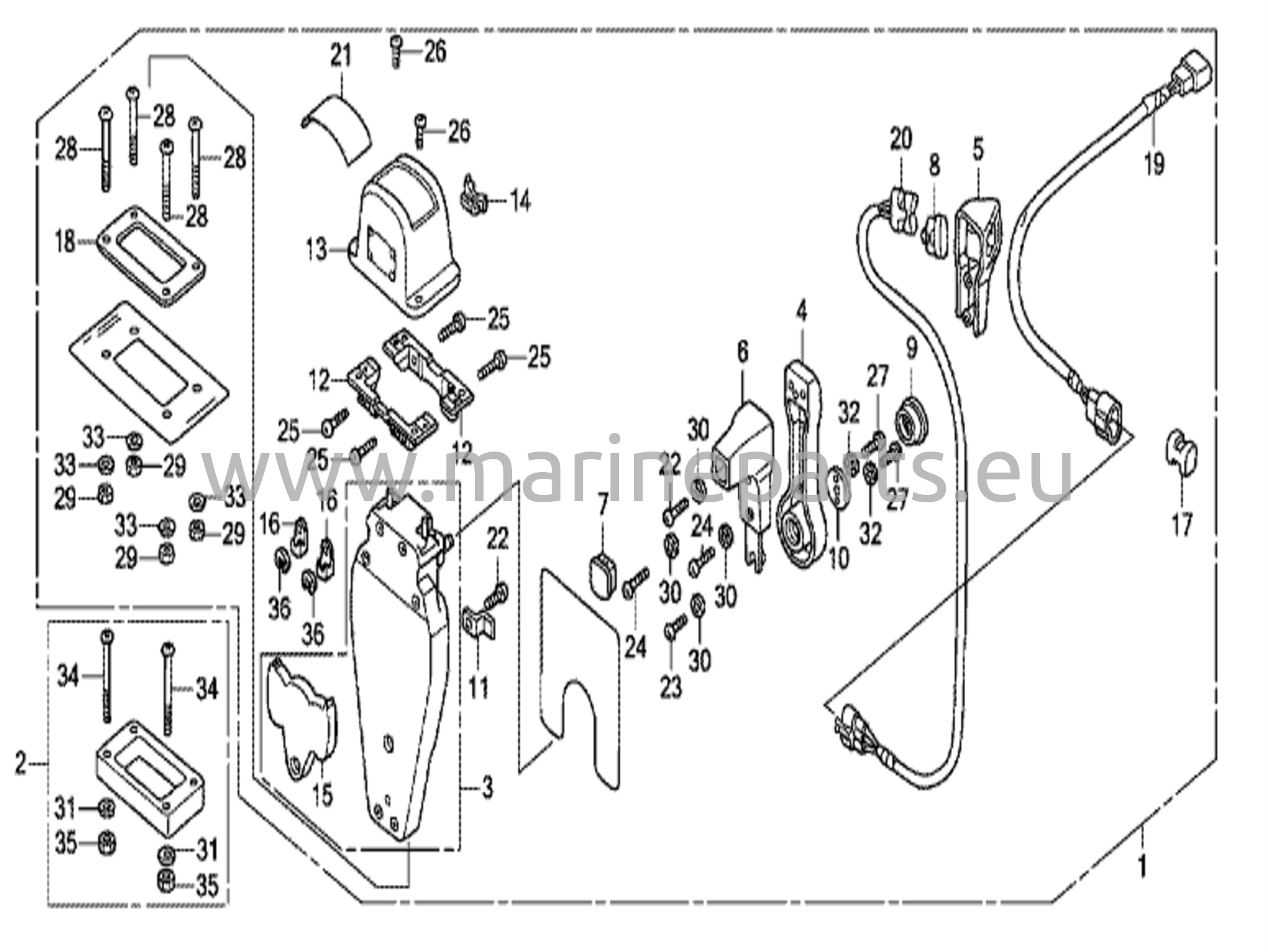 Kaukosäädin (Yläkiinnitys, yksittäistyyppi) (Vasen)