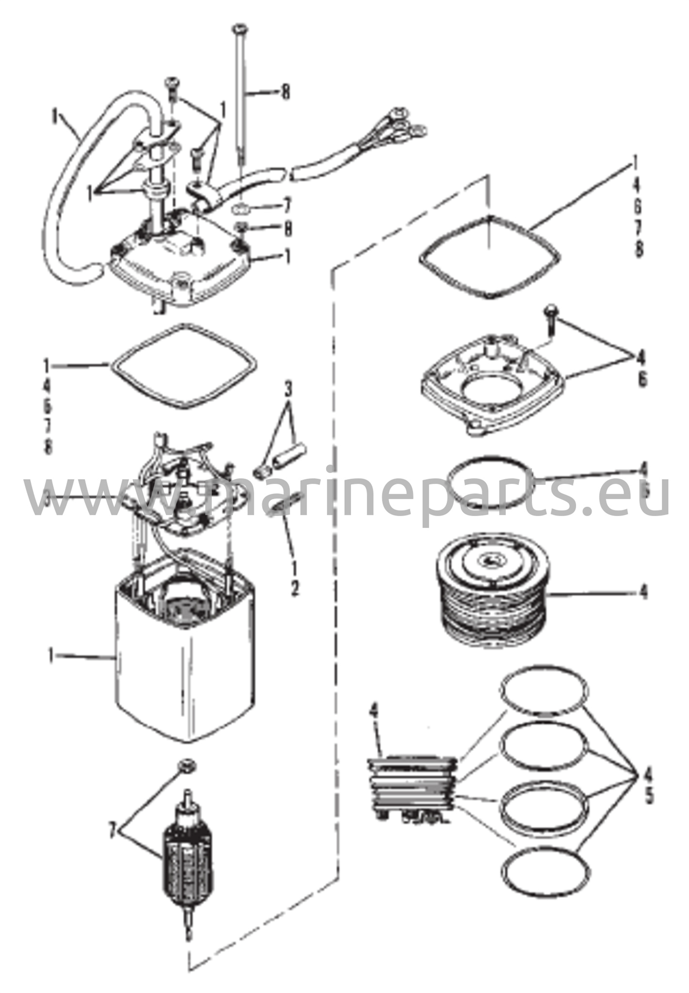 Power Trim -pumppu (Eatonin suorakaiteenmuotoinen moottori)
