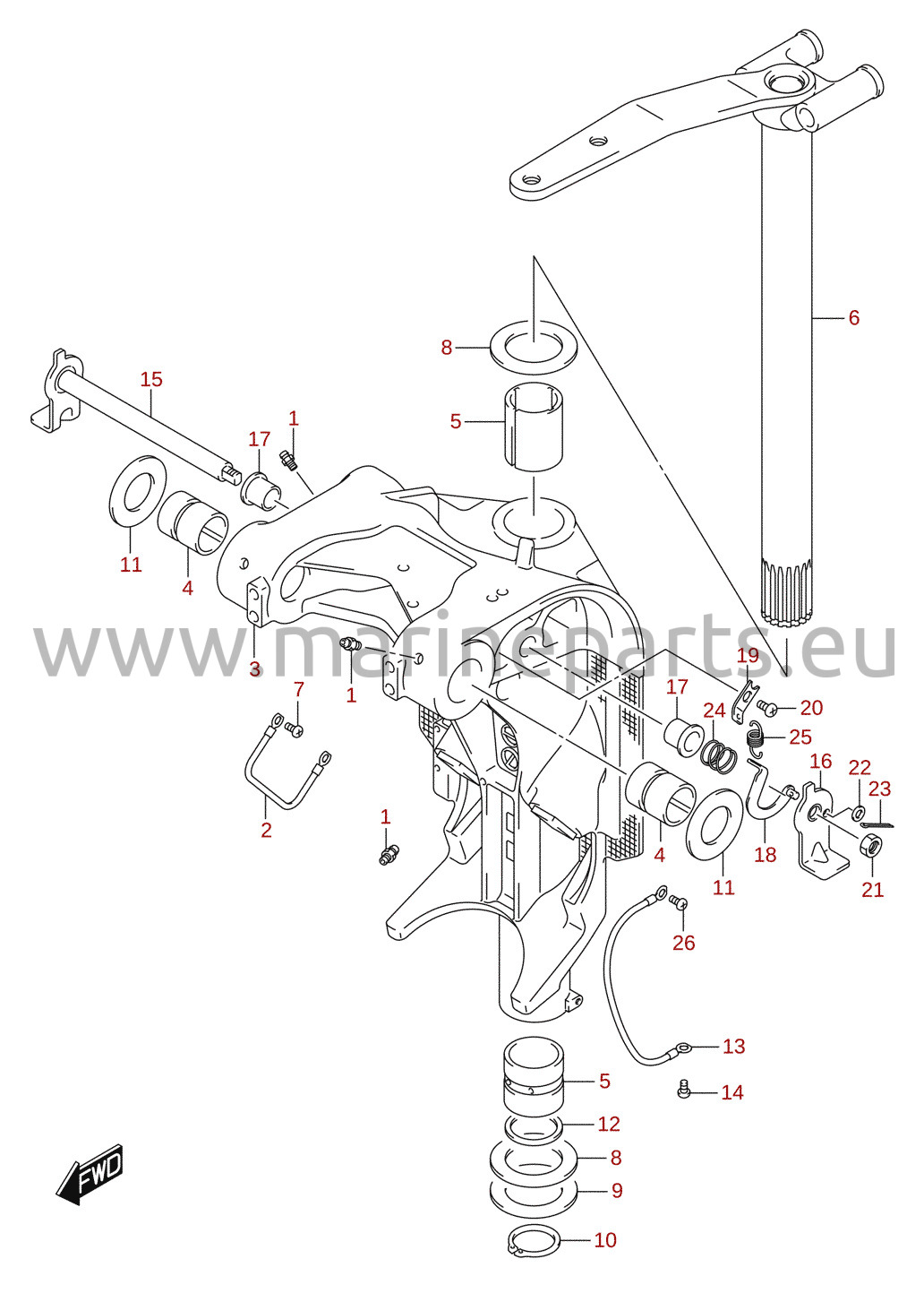 Drejebeslag (L-transom) (DF200T)
