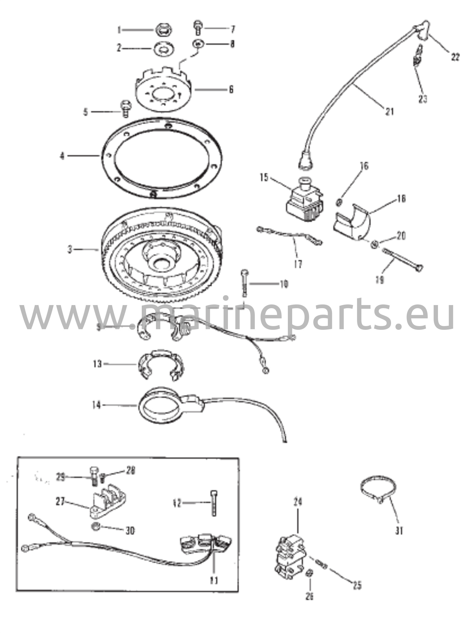 Flywheel, Ignition Coil And Switch Box 