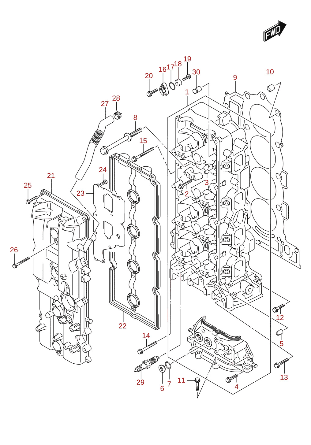 Räjäytyskuvat: Suzuki DF150AT, DF175AT, DF200AT (E11) 2026 [DF200A_E11_026]