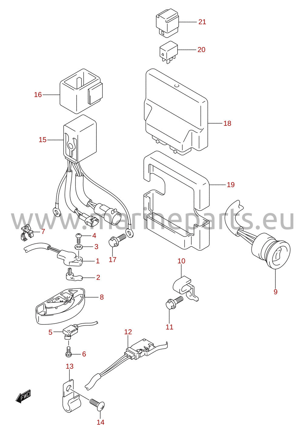 PTT switch / engine control unit (DF200Z, DF225, DF250)