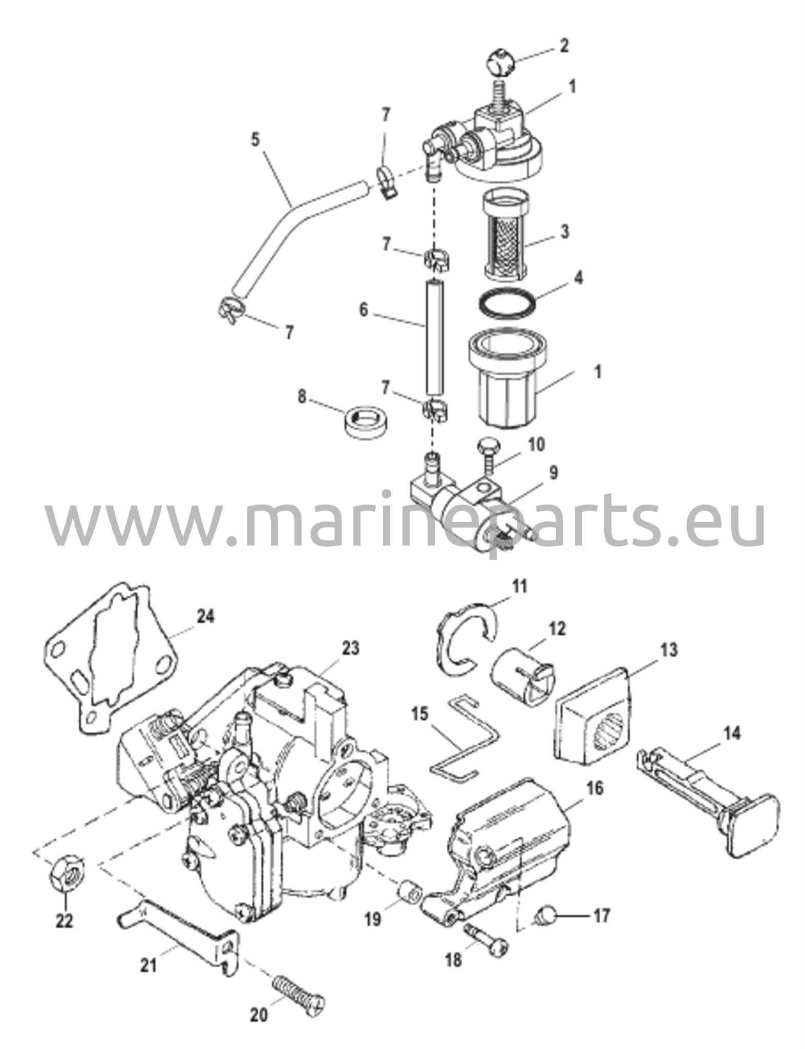 Polttoainejärjestelmän osat (kaupalliset moottorit)