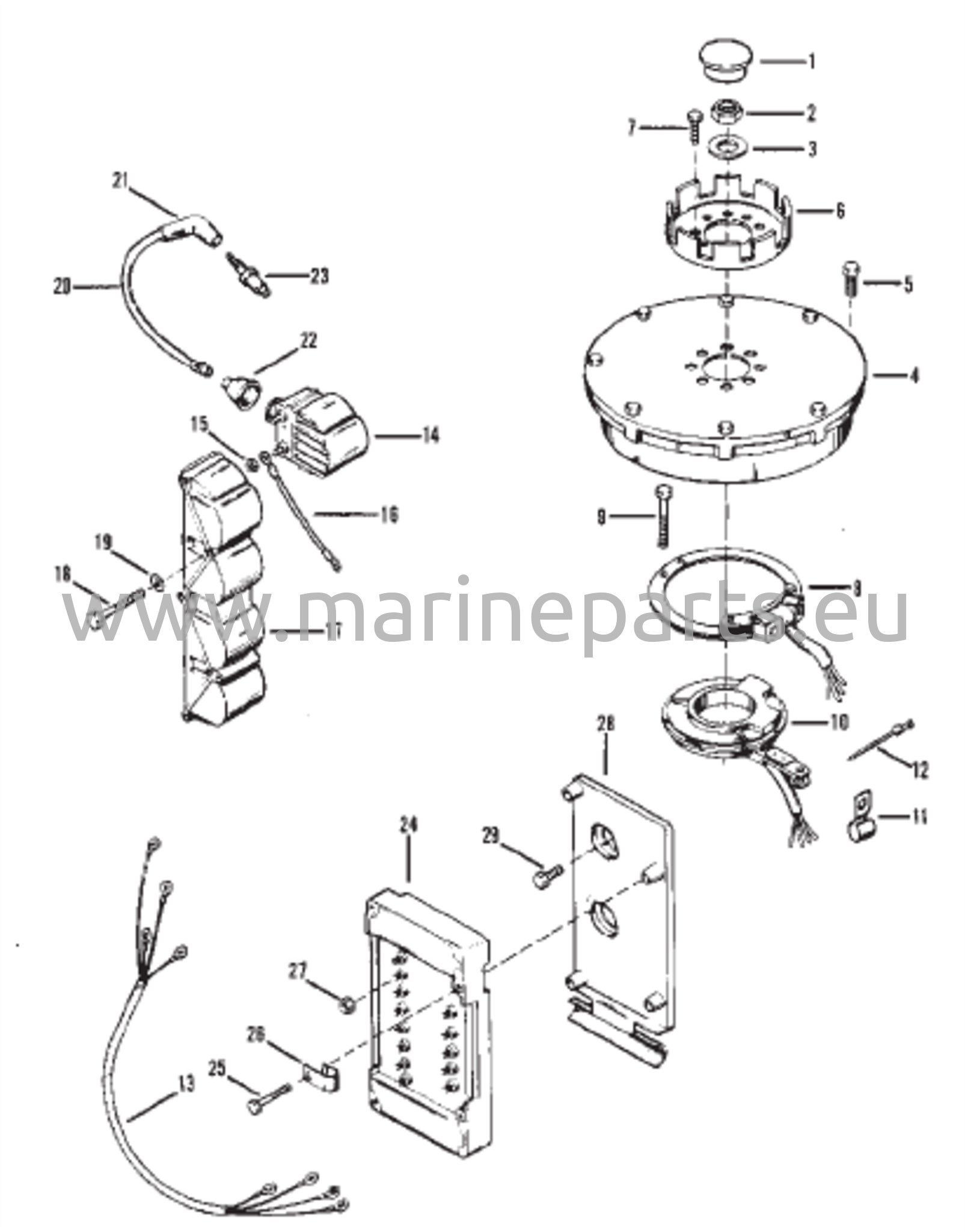 Flywheel, Ignition Coil and Switch Box 