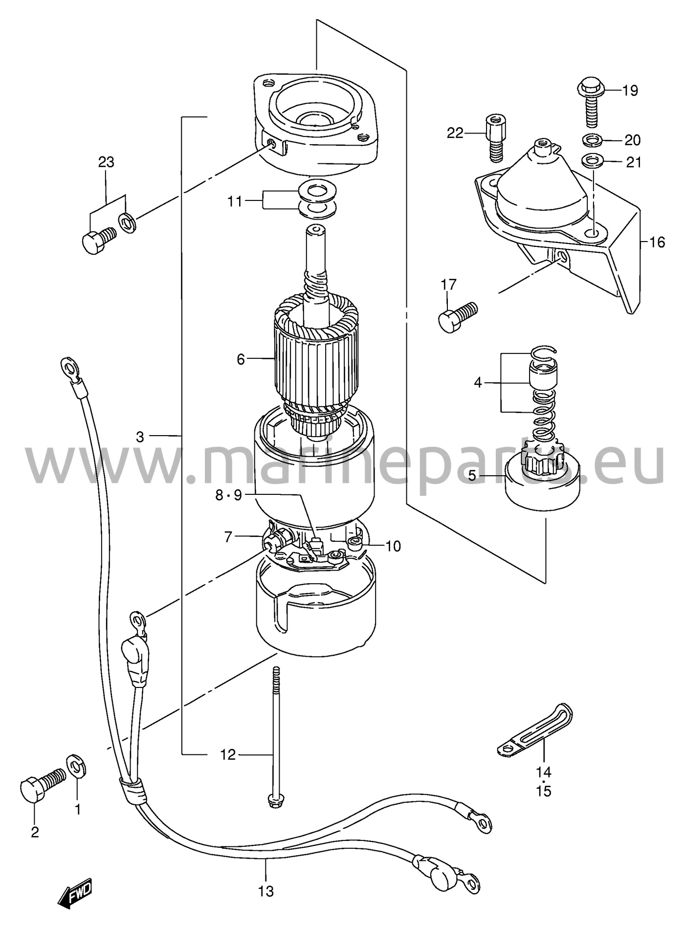 Startmotor (–1994) (DT75WT, DT85WT)