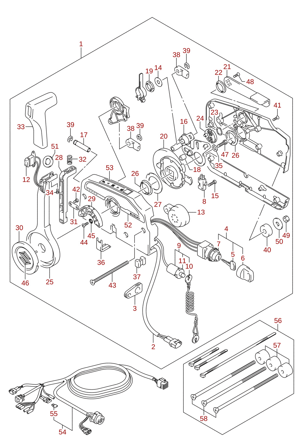 Remote control (2) (DF100AT, DF115AT, DF115AZ, DF140) (optional)