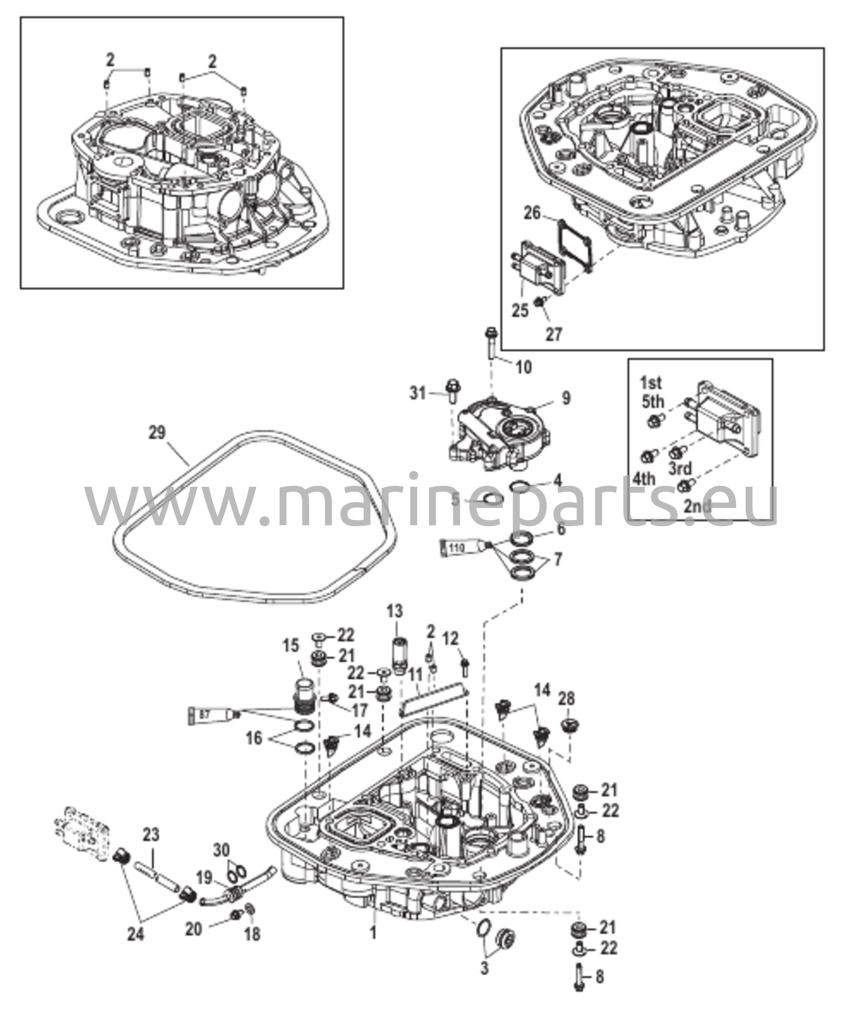 Öljypumppu/Sovitelevy - Yläosa