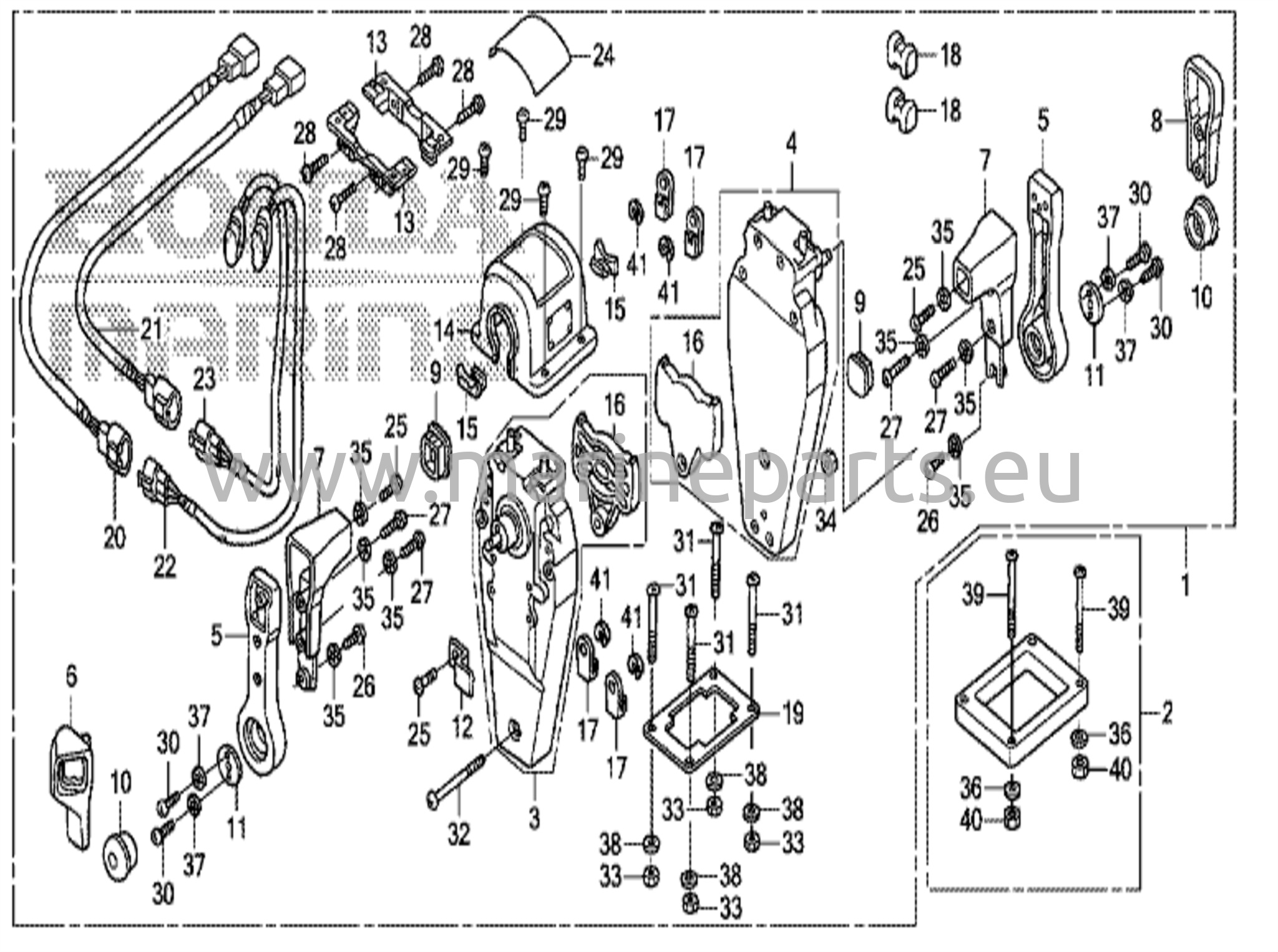Kaukosäätölaatikko (yläkiinnitys, kaksinkertainen tyyppi) (oikea)