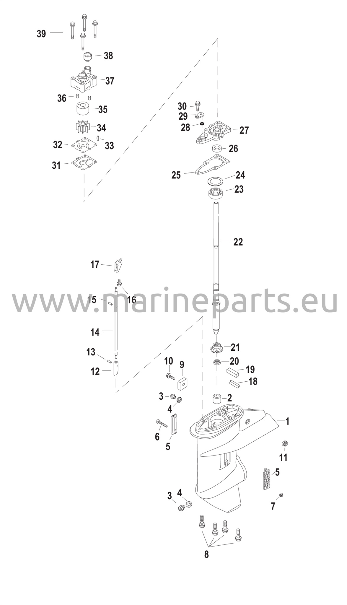 Vaihteiston kotelo voimansiirtoakseli