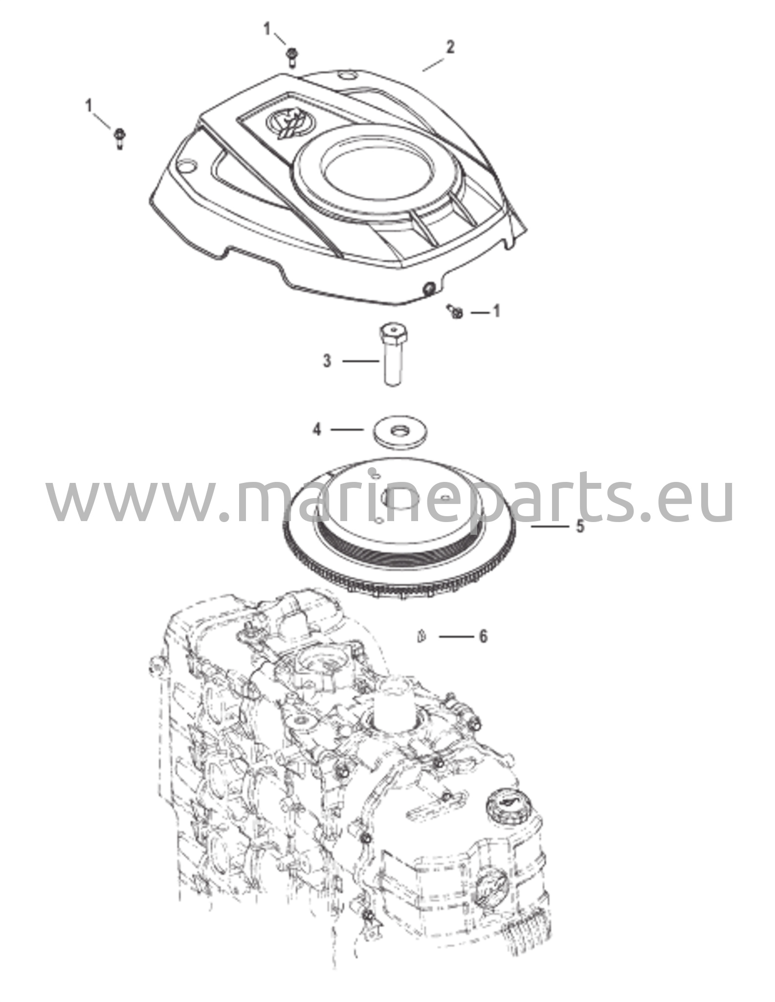 Svänghjul och kåpa