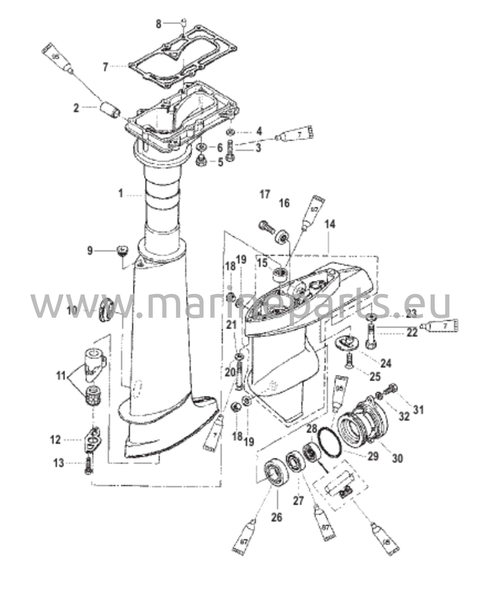 Vetovarren kotelo / Vaihteiston kotelo