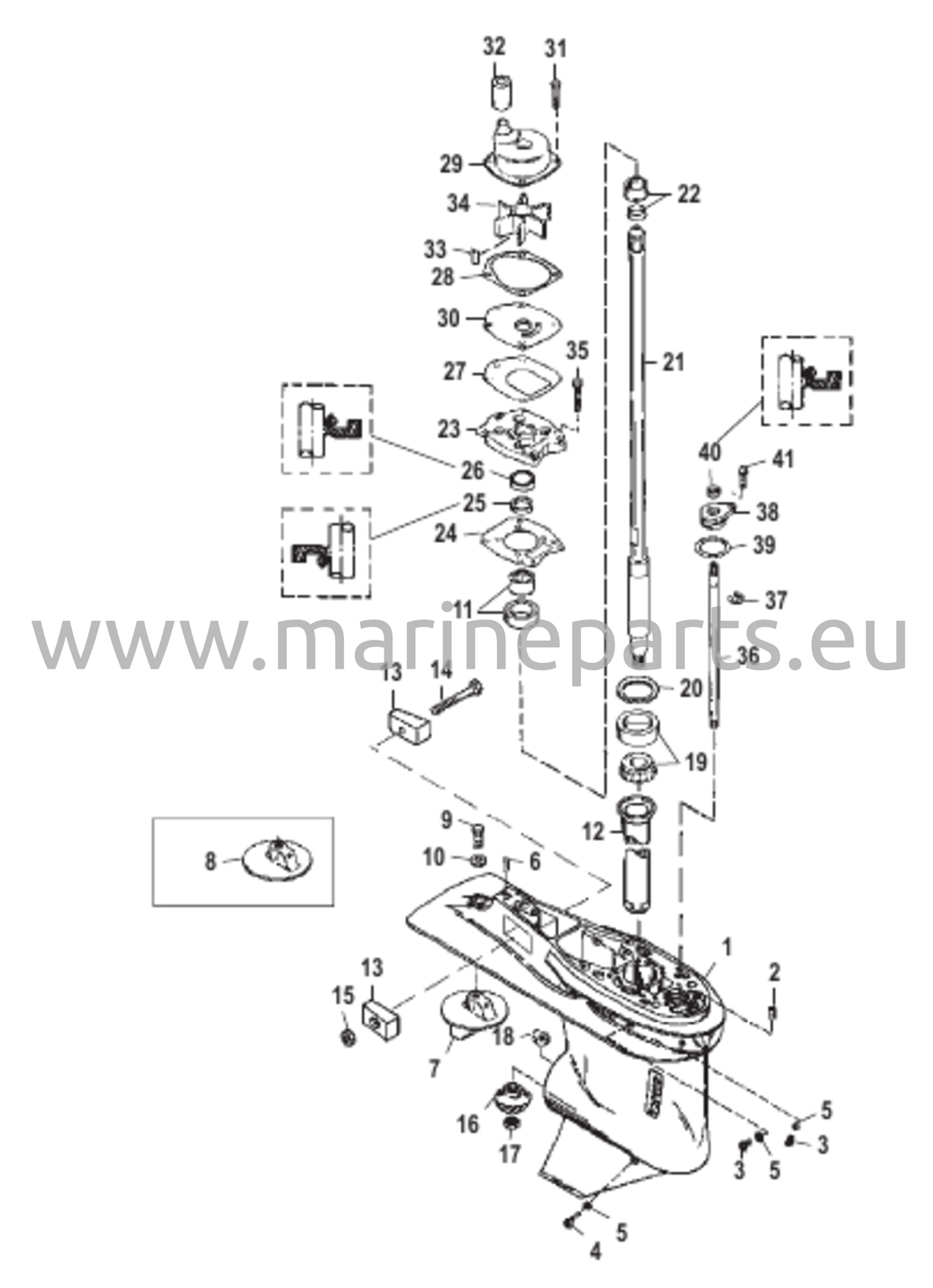 Vaihteiston kotelo (voimansiirtoakseli) (3-leukainen kytkin taaksepäin)