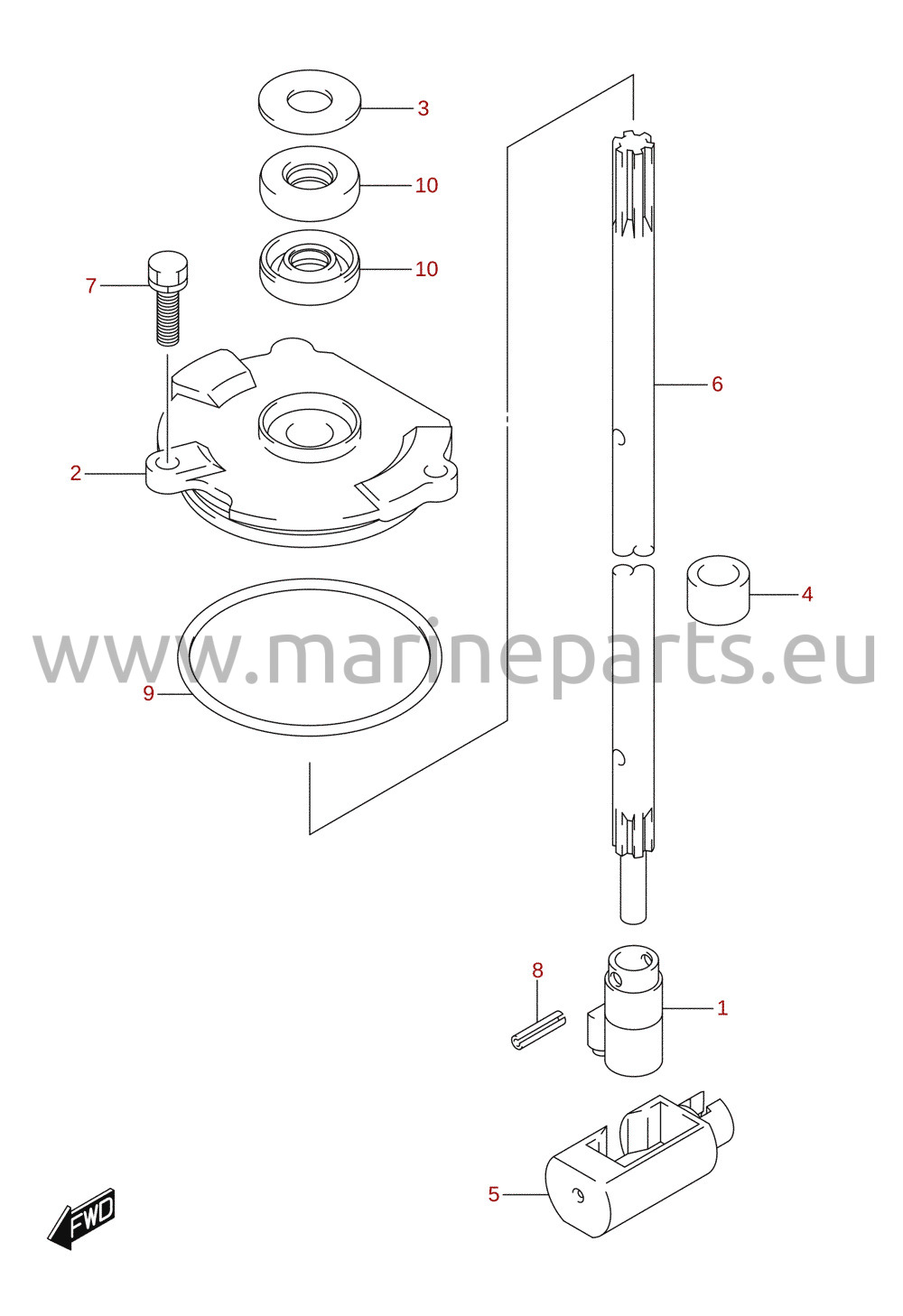 Shift rod (DF100AT, DF115AST, DF115AT, DF140AT)