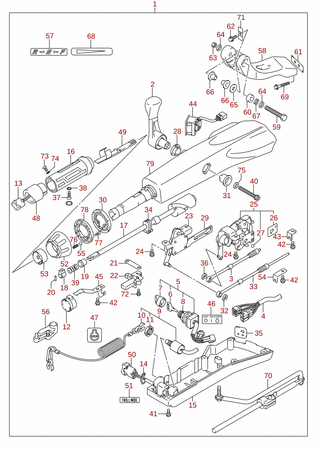 Tiller handle (DF100B, DF70A, DF80A, DF90A) (optional)