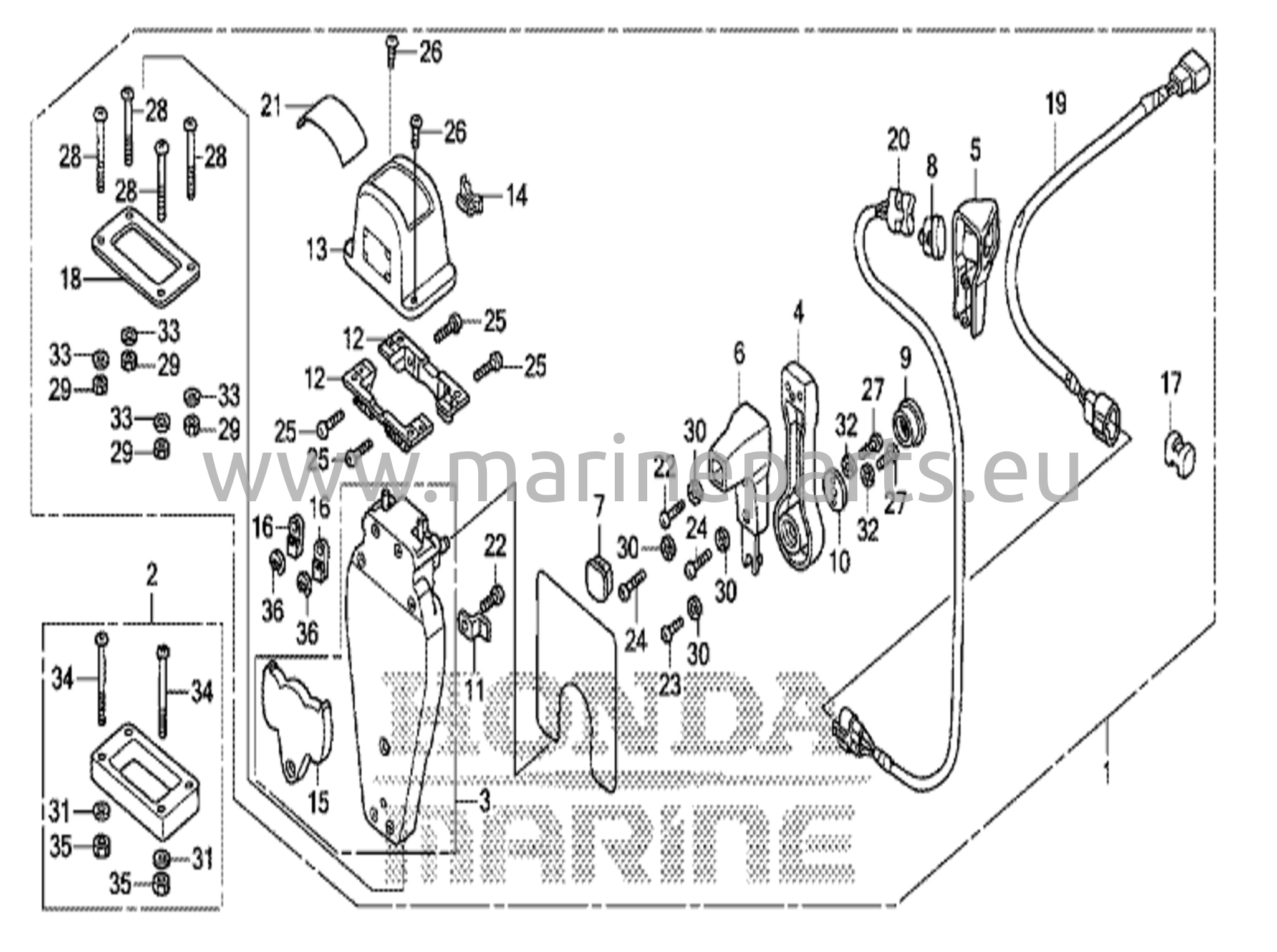 Kaukosäätölaatikko (yläkiinnitys, yksittäistyyppi) (vasen)