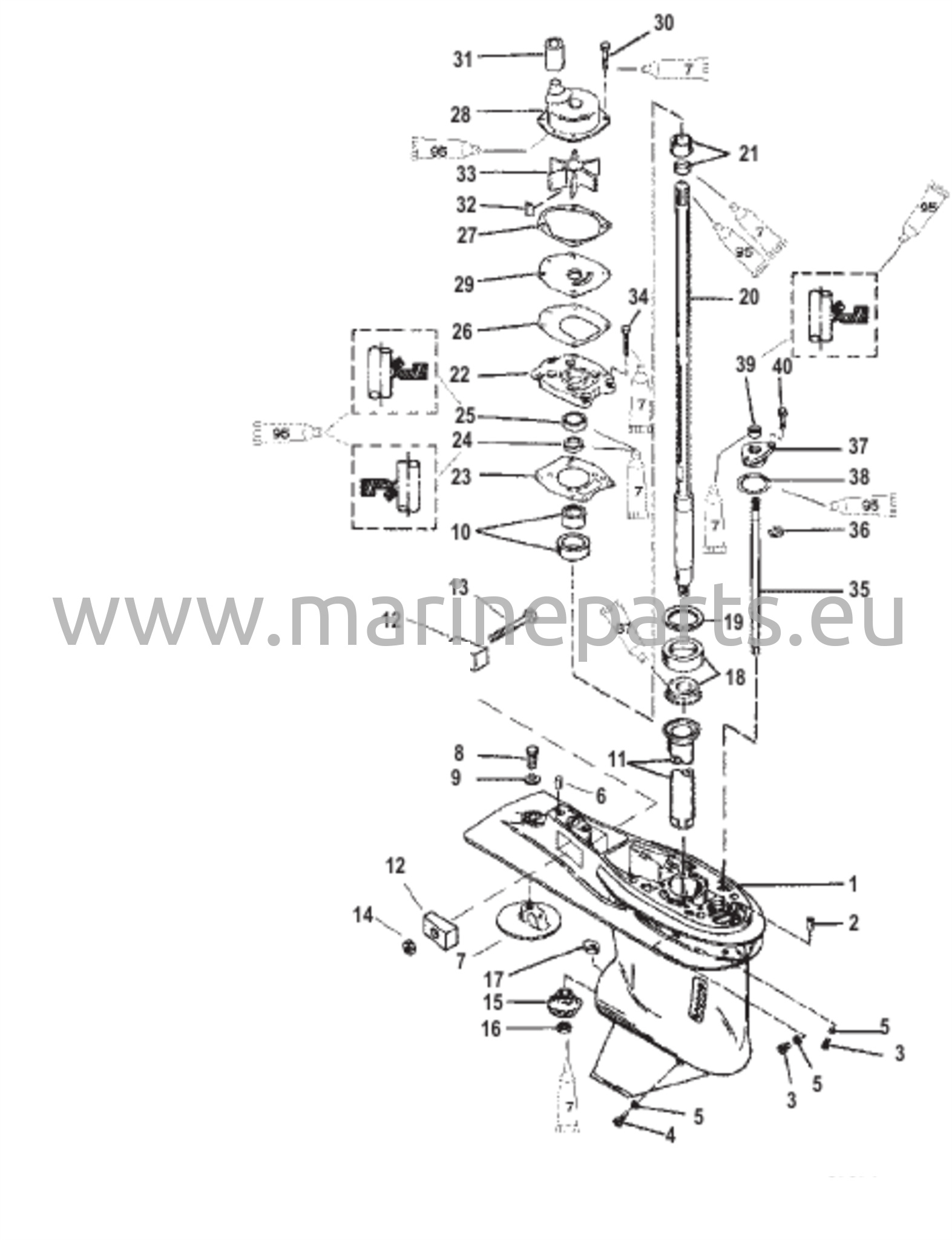 Vaihteiston kotelo (voimansiirtoakseli) (2,31:1 vaihdekerroin)