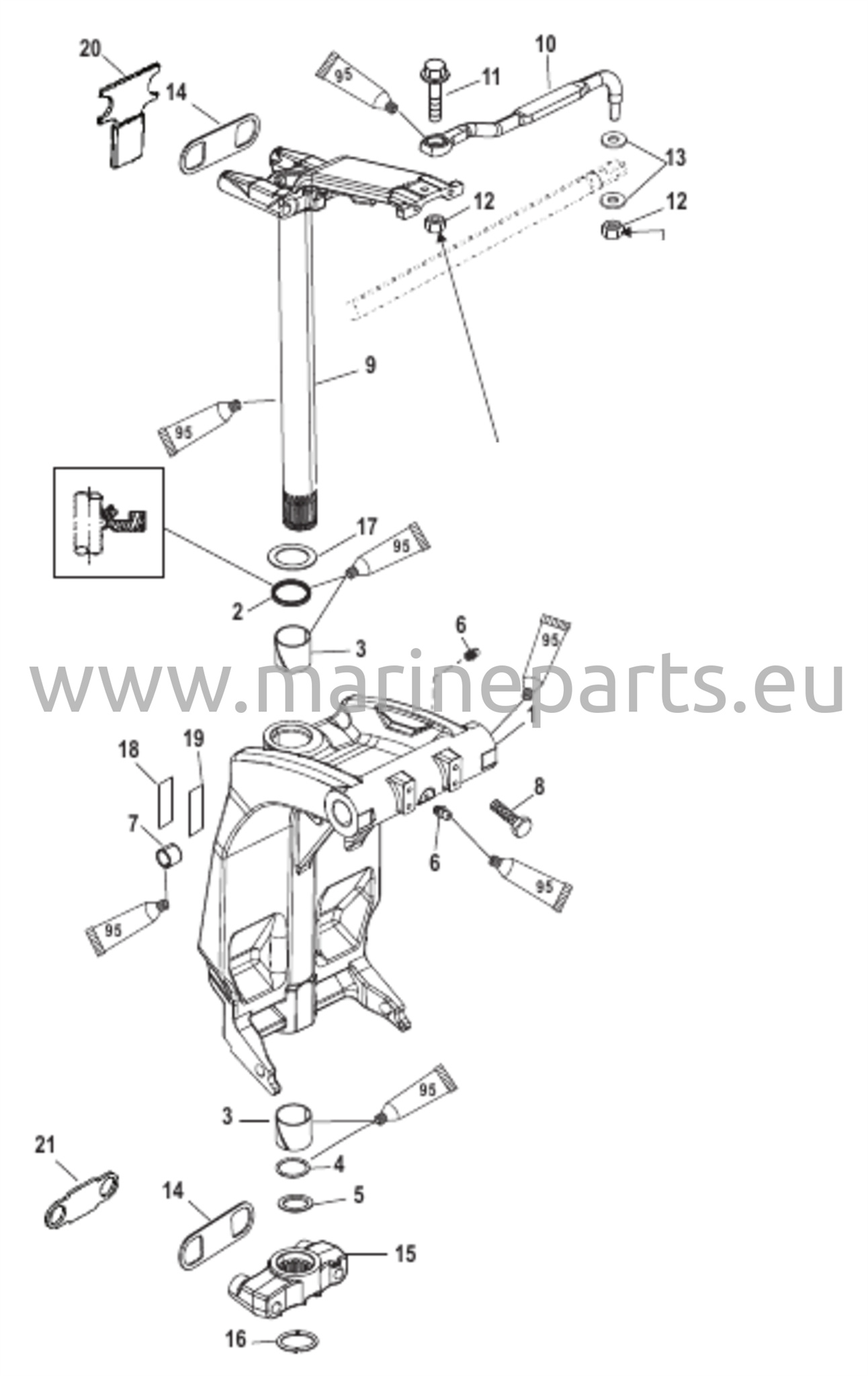 Kääntökiinnike ja ohjausvarsi