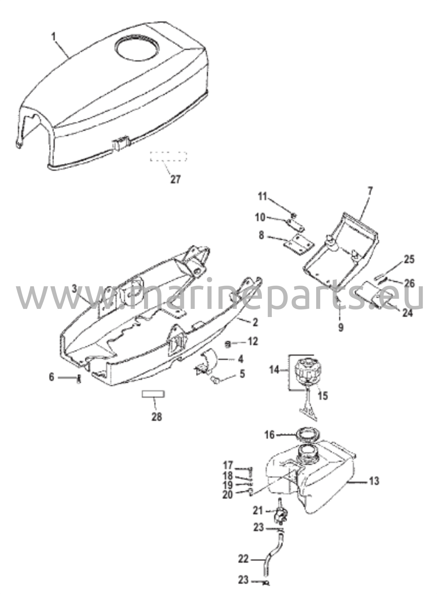 Kattoluukku ja polttoainesäiliö