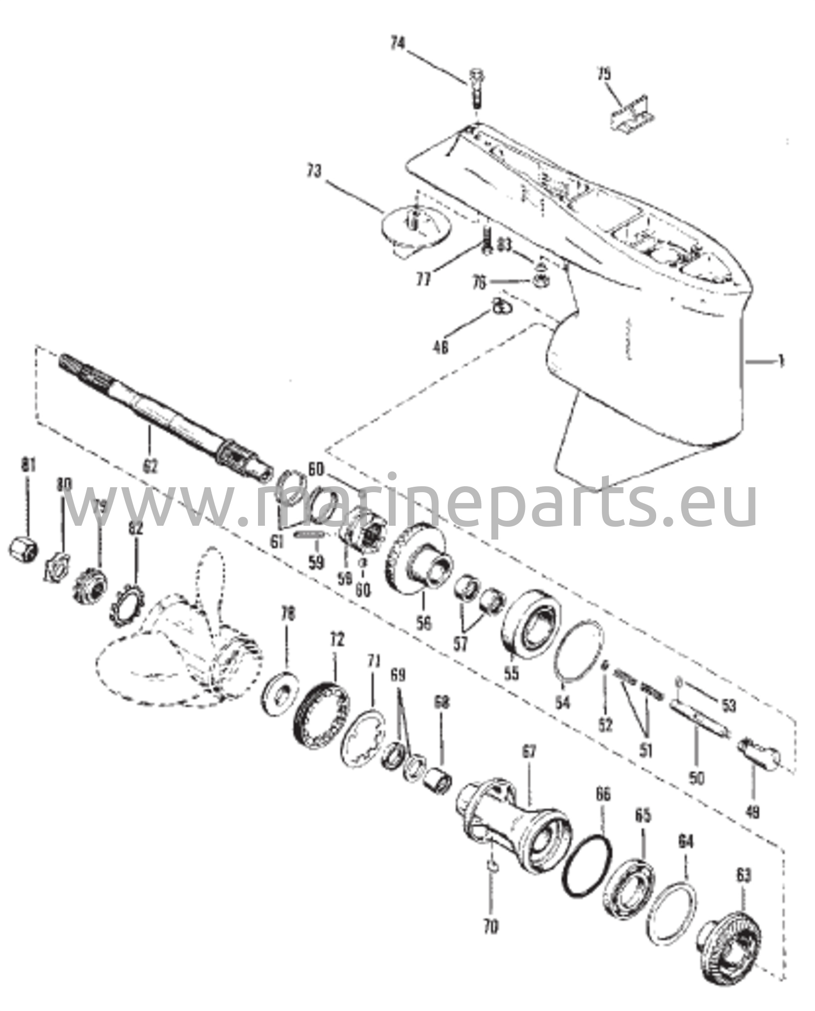Vaihteiston kotelo (potkuriakseli) (vakio pyörimissuunta)