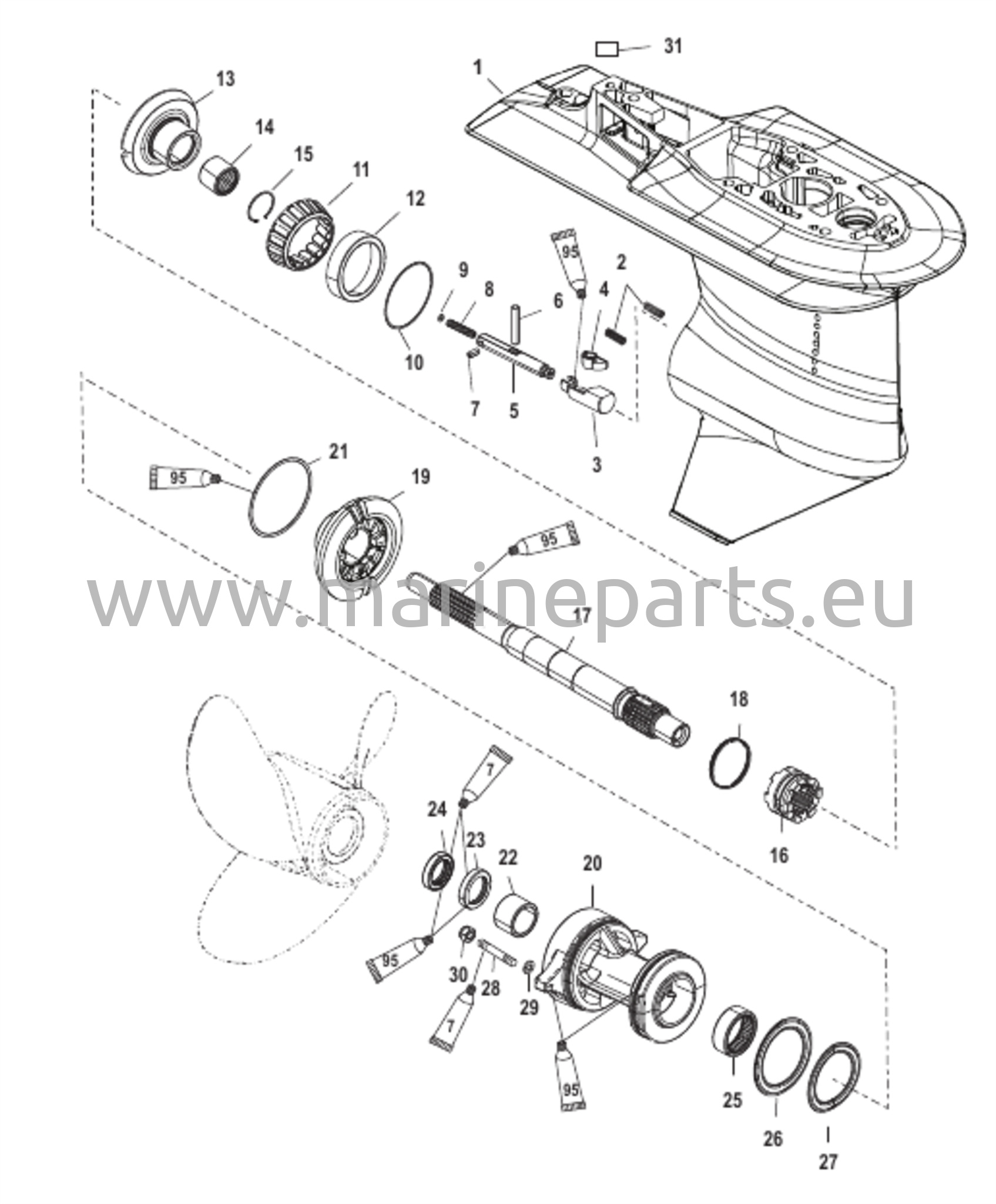 Vaihteiston kotelo potkurin akselille - 2,07:1 vaihdekerroin