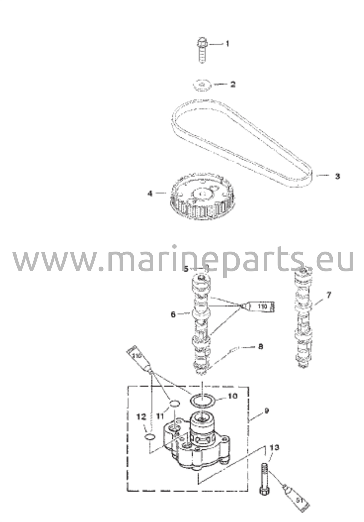 Nokka-akseli/Öljypumppu