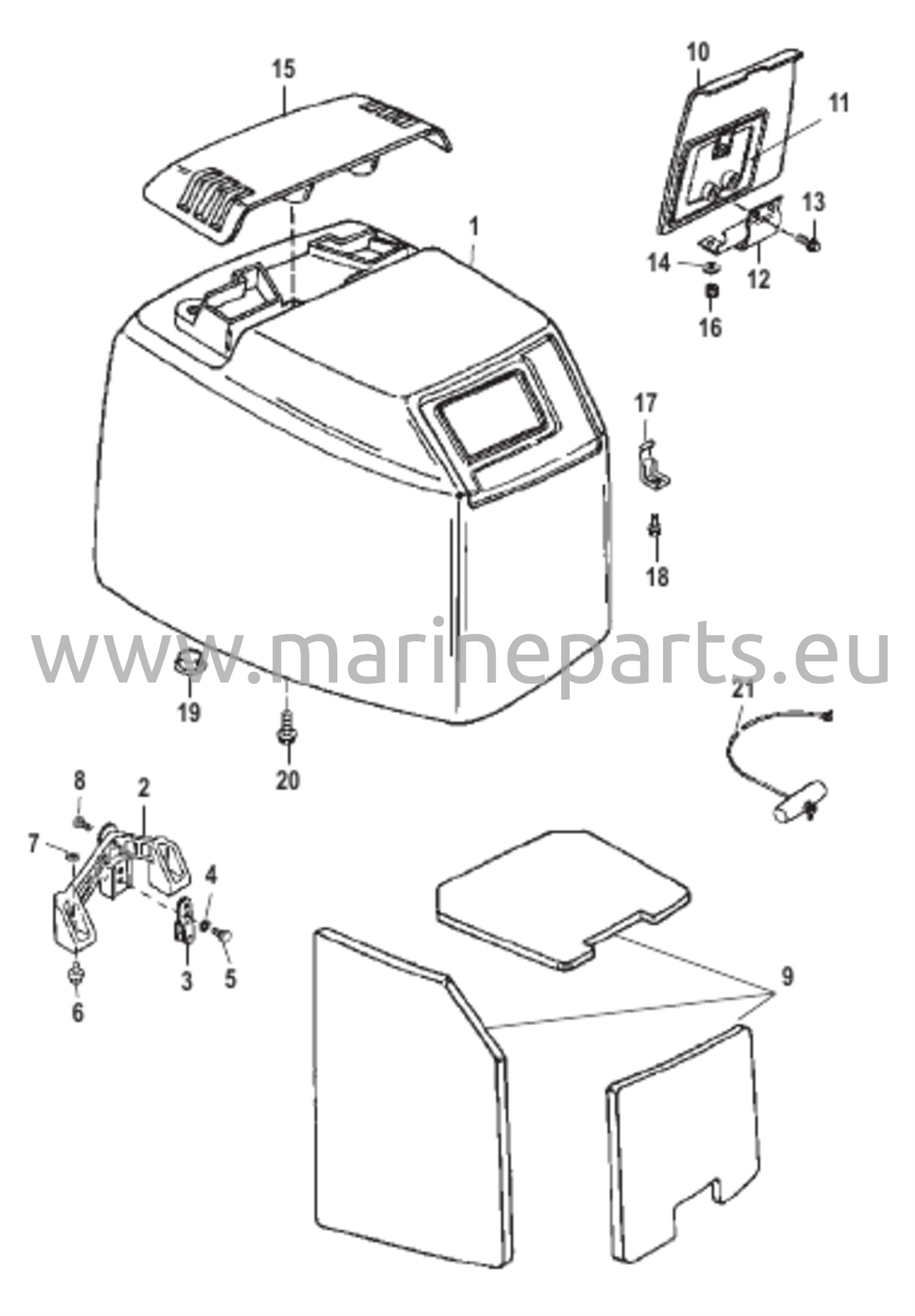 Yläsuoja (S/N-USA-0G301750/BEL-9885504 ja alemmat)