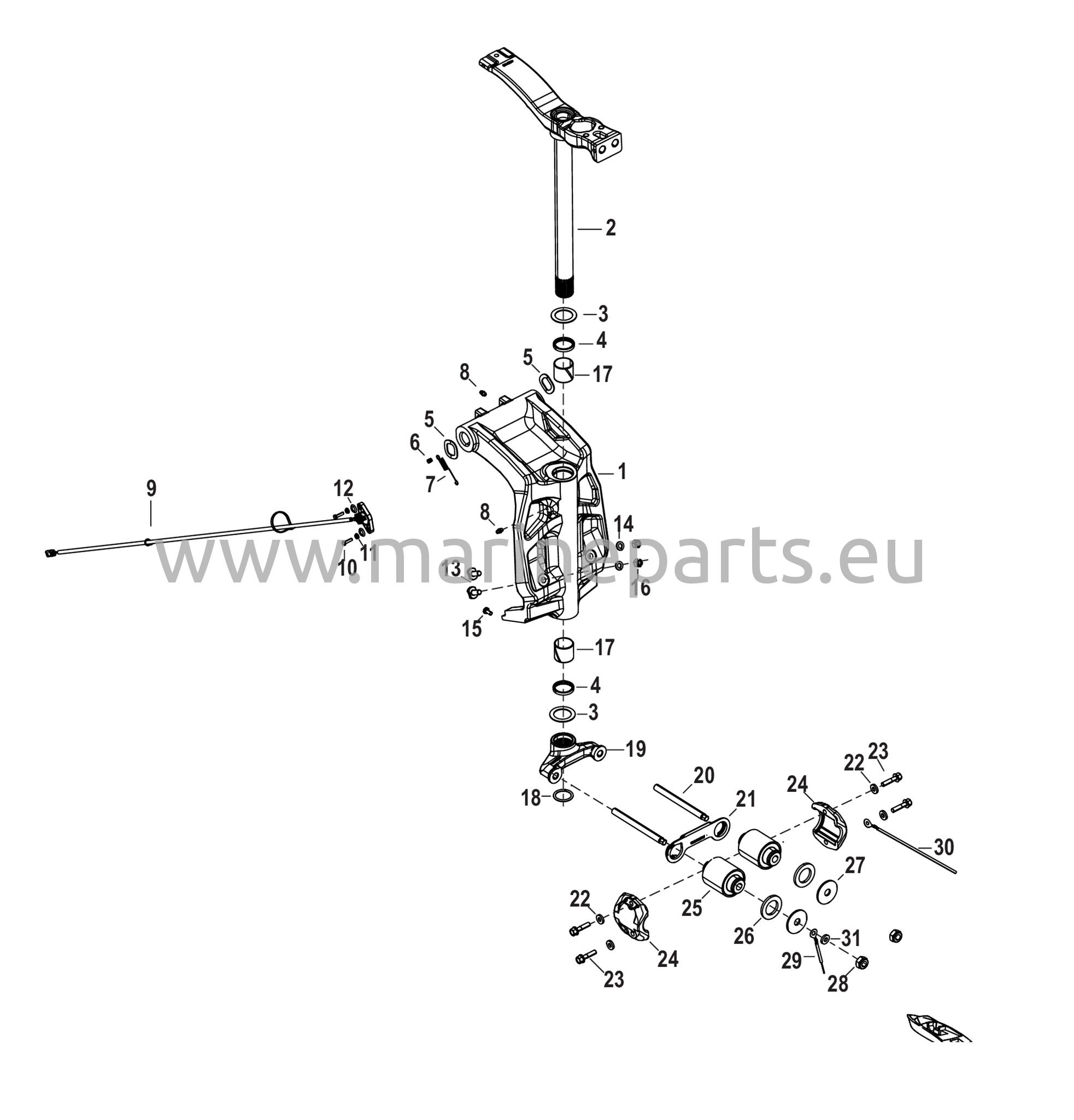 Kääntötuki ja ohjausvarsi