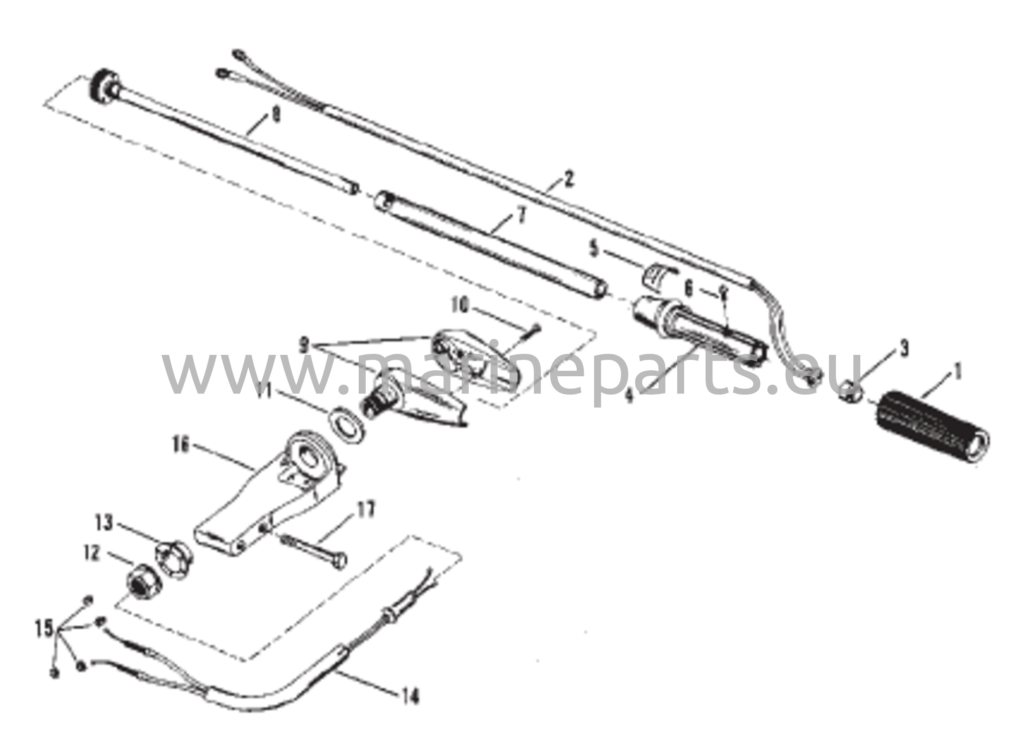 Ohjauskahvan kokoonpano (Mercury) (Manuaalinen)