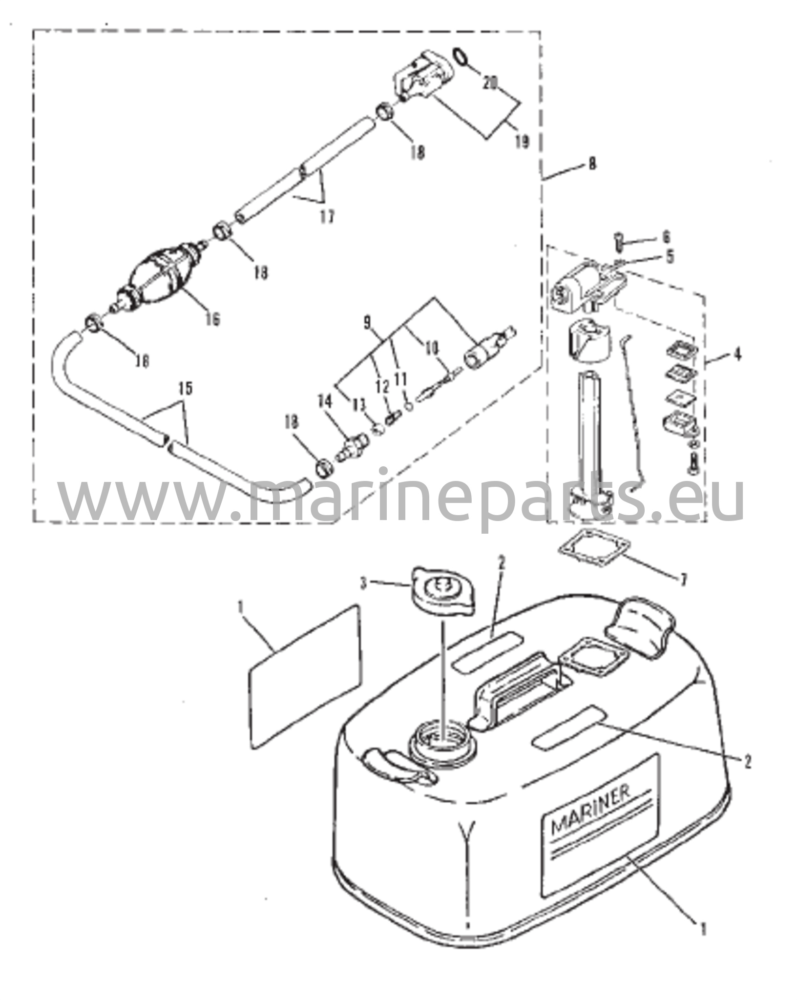 Polttoainesäiliön ja polttoainelinjan kokoonpano (alkuperäinen laite) 24 litraa