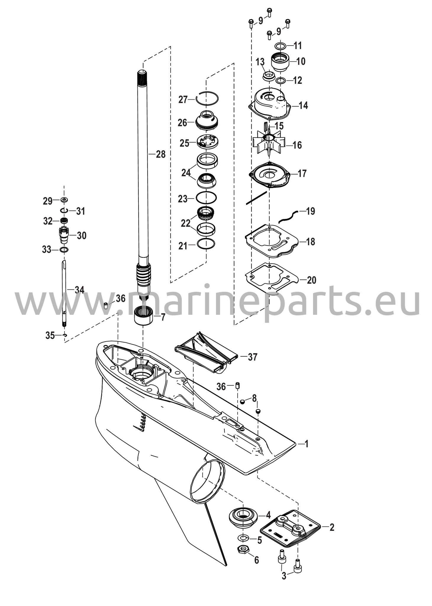 Vaihteiston kotelo, vetoakseli, 5,44 Torpedo