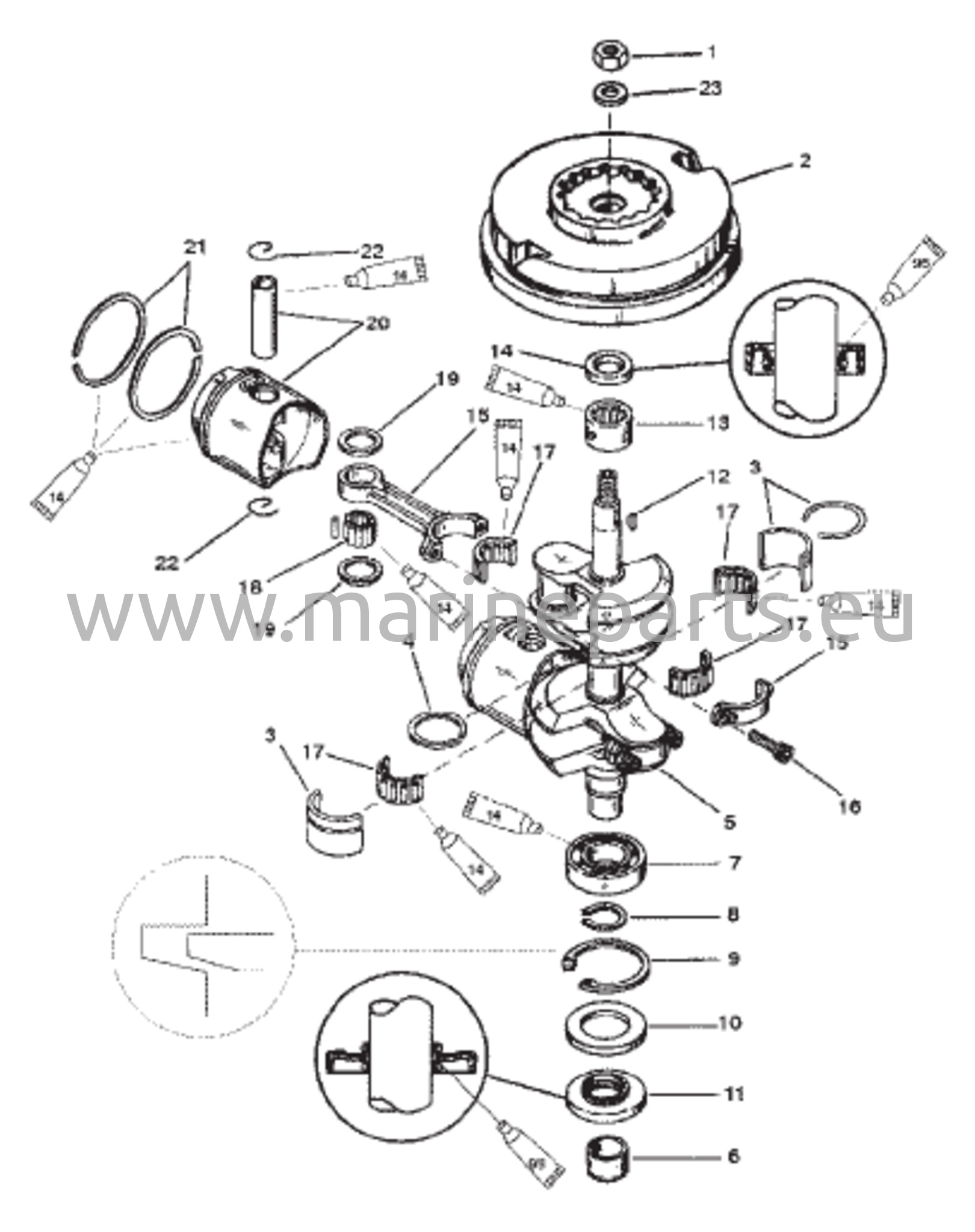 Kampiakseli, männät ja vauhtipyörä