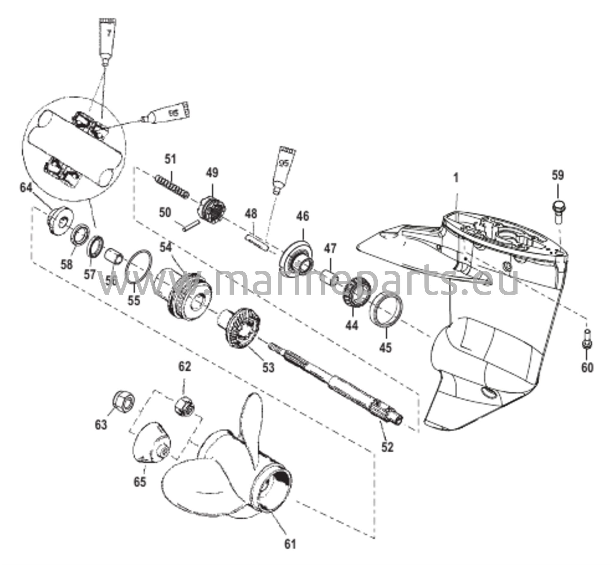 Vaihteiston kotelo potkurin akselille - 2.00:1 vaihdekerroin
