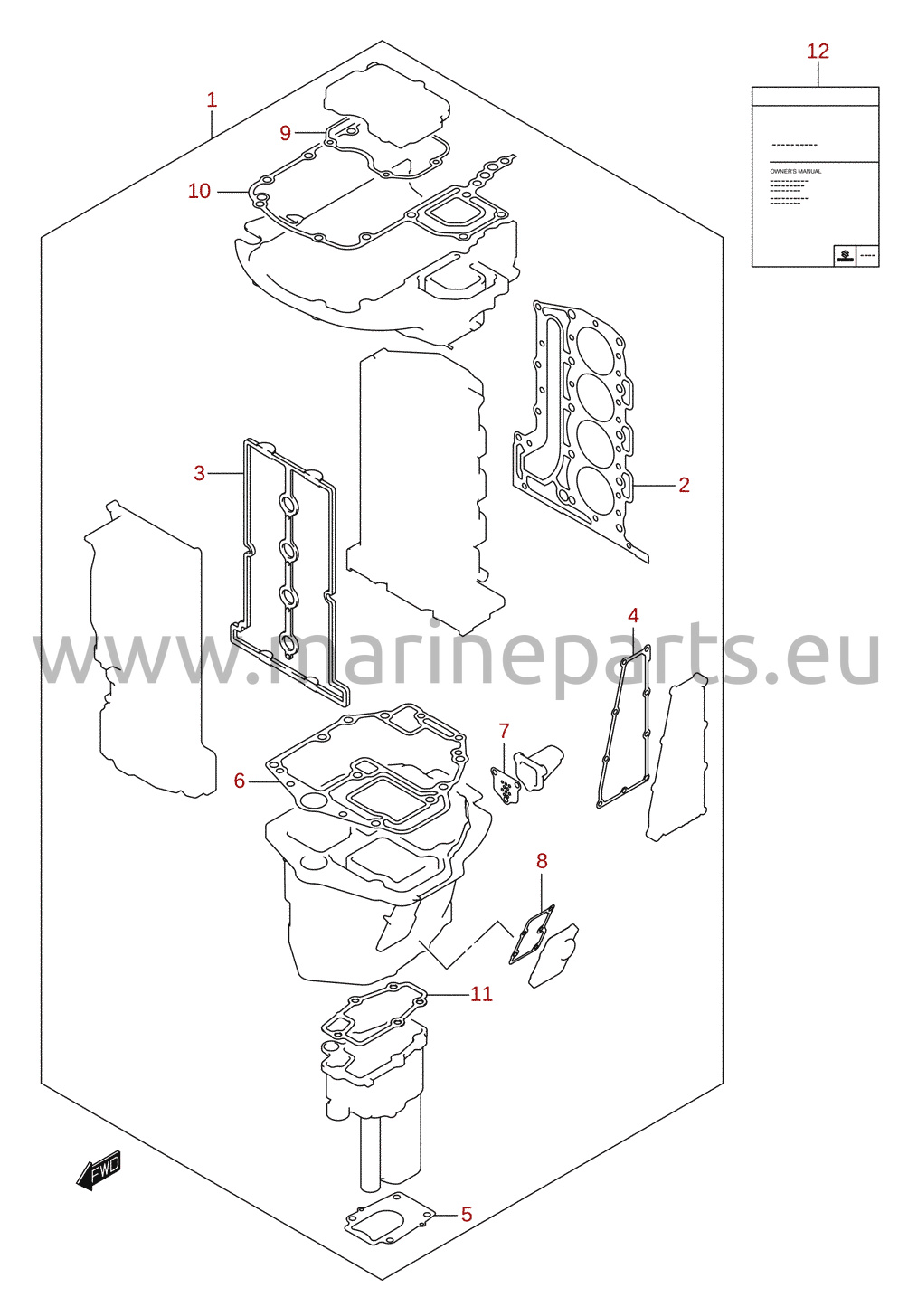 Gasket set (DF70ATH, DF90) (optional)