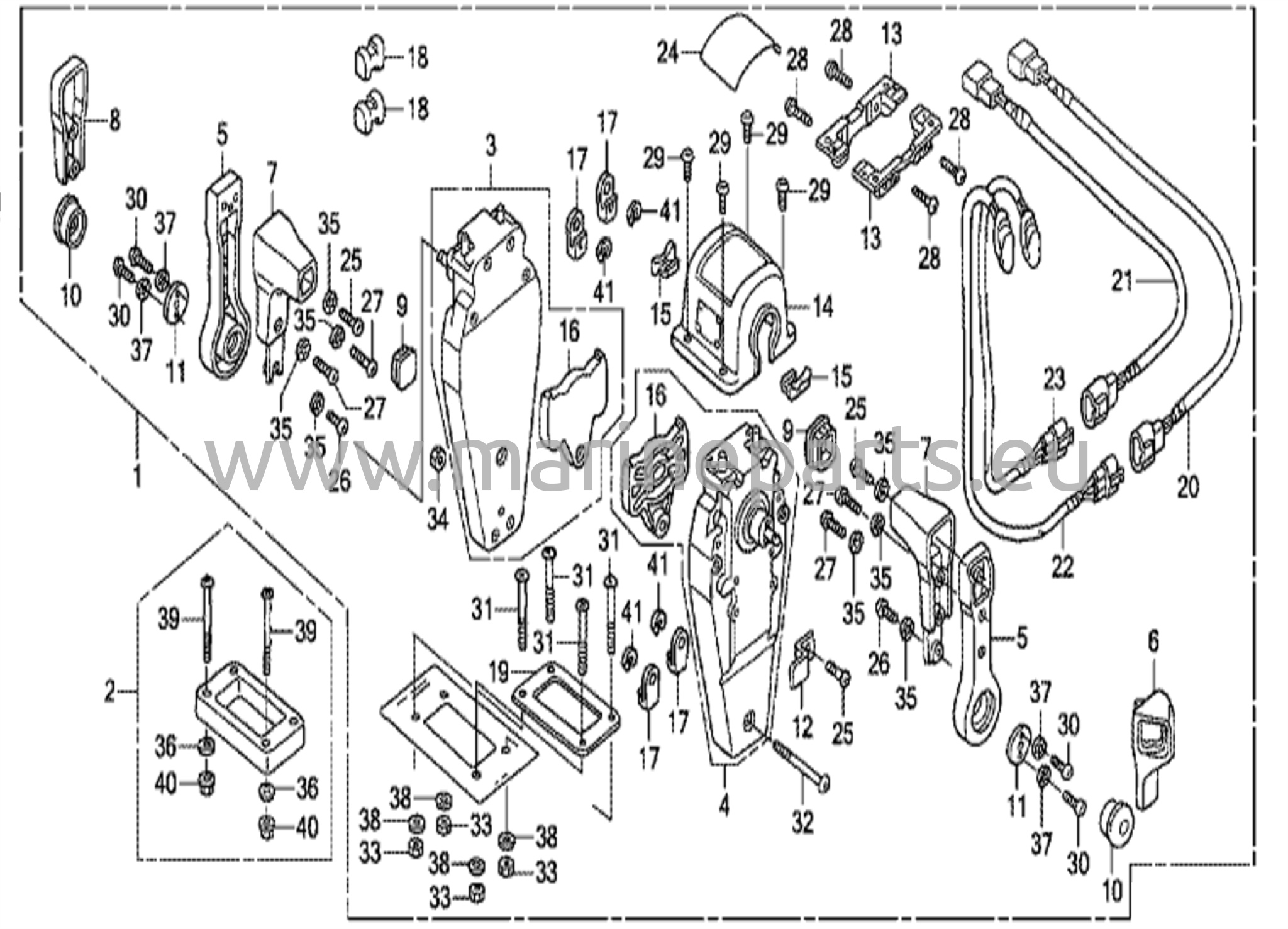 Kaukosäädin (Yläkiinnitys, kaksoistyyppi) (Vasen)