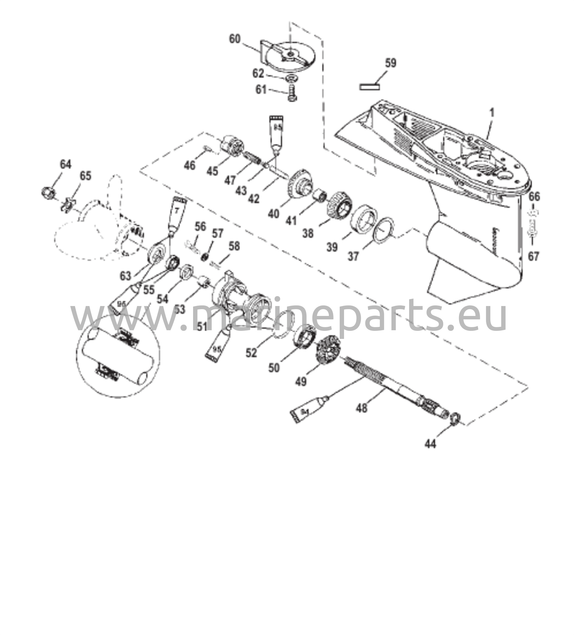 Vaihteiston kotelo (voimansiirtoakseli) (1,83:1 vaihdekerroin)