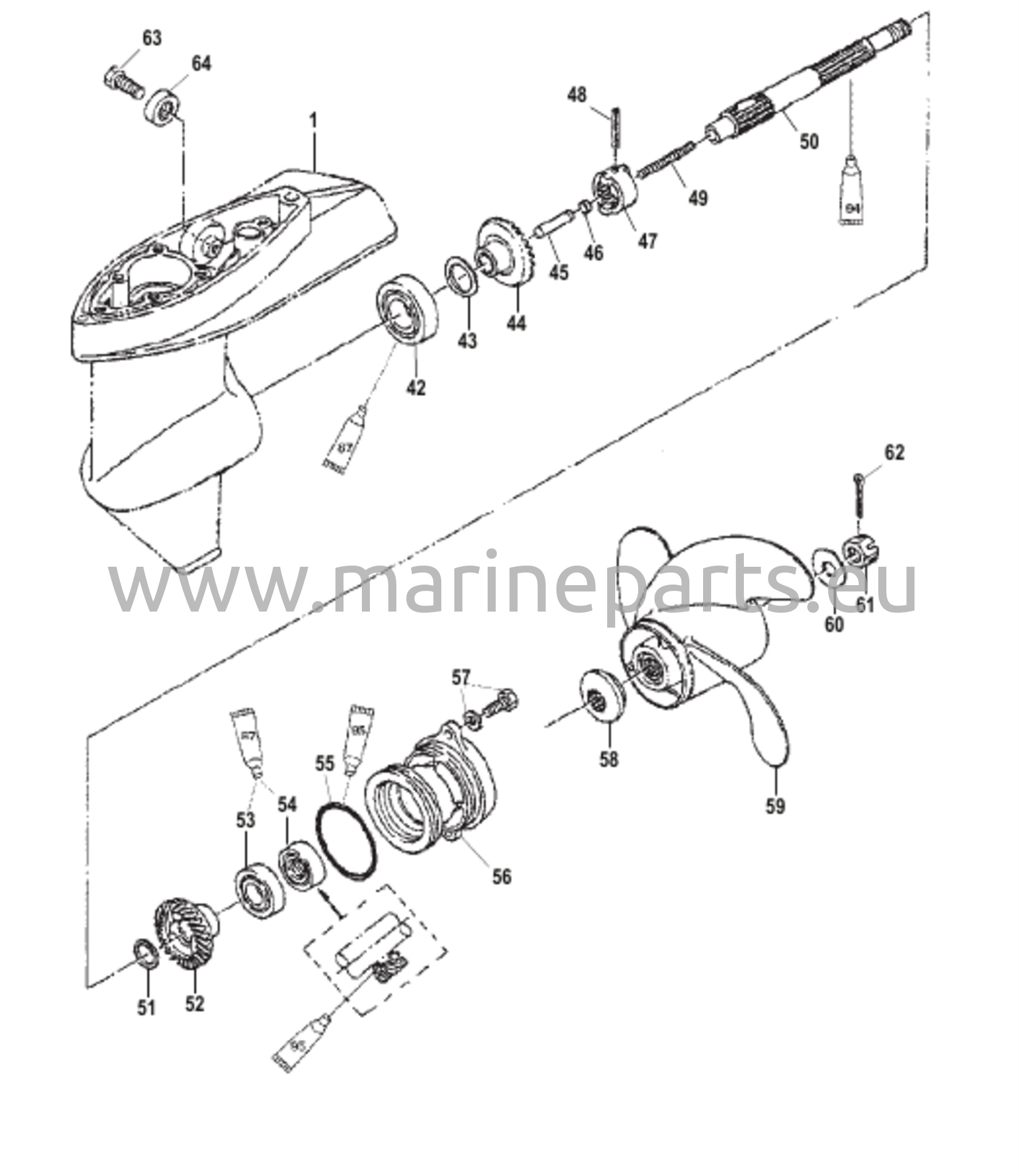 Vaihteiston kotelo potkurin akselille