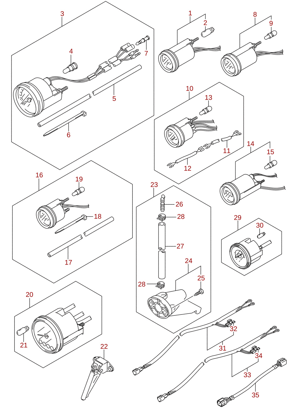 Instrument (1) (DF70A, DF80A, DF90A) (tillval)