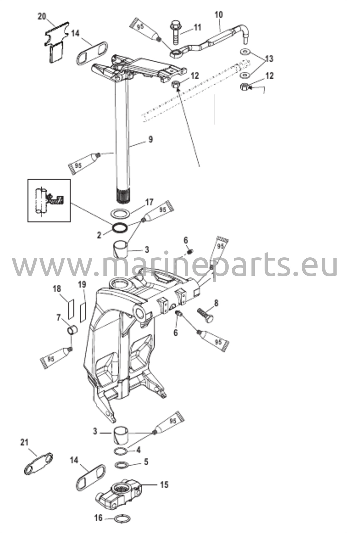 Kääntökiinnike ja ohjausvarsi