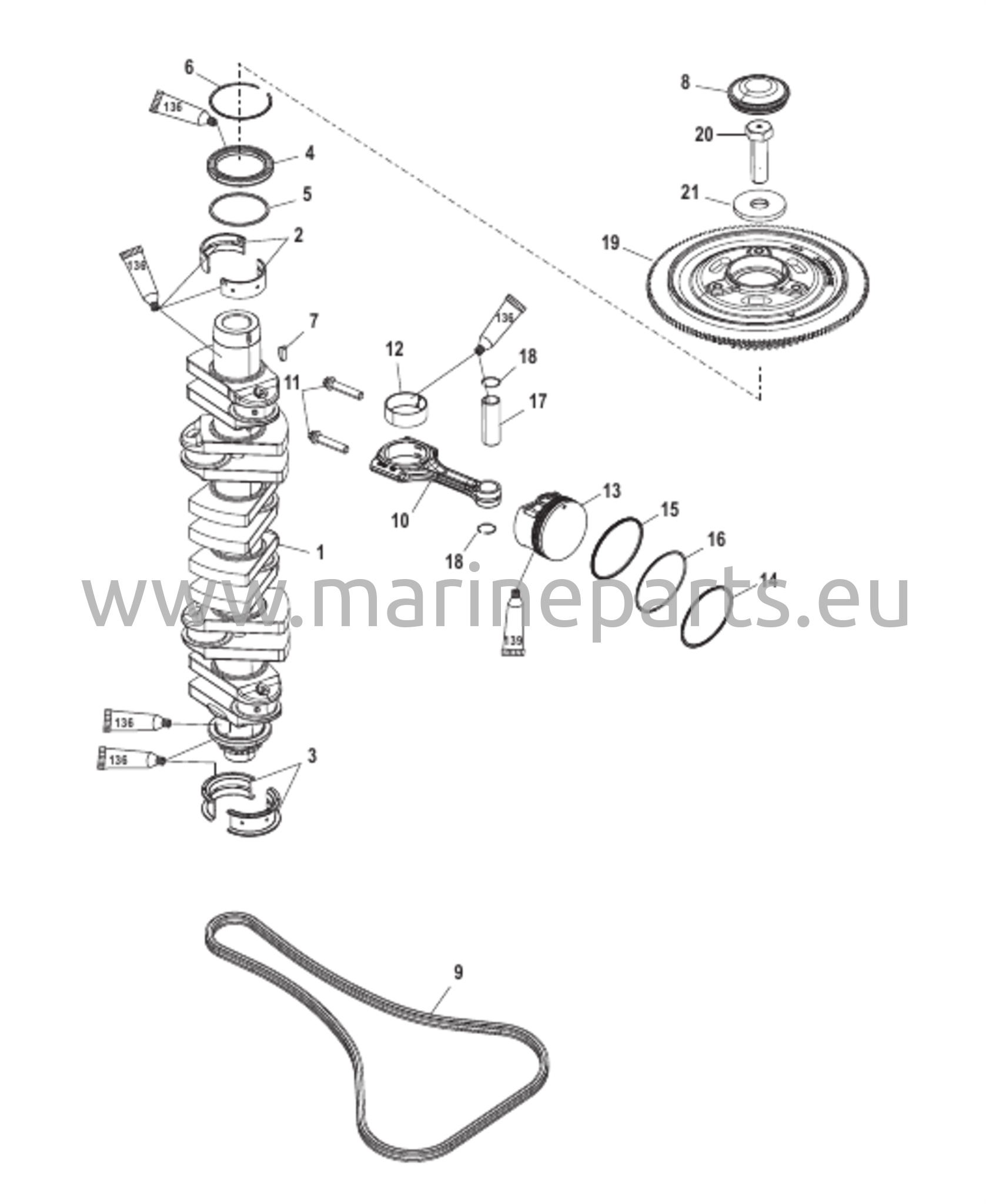 Veivaxel, Kolvar och Kranstänger