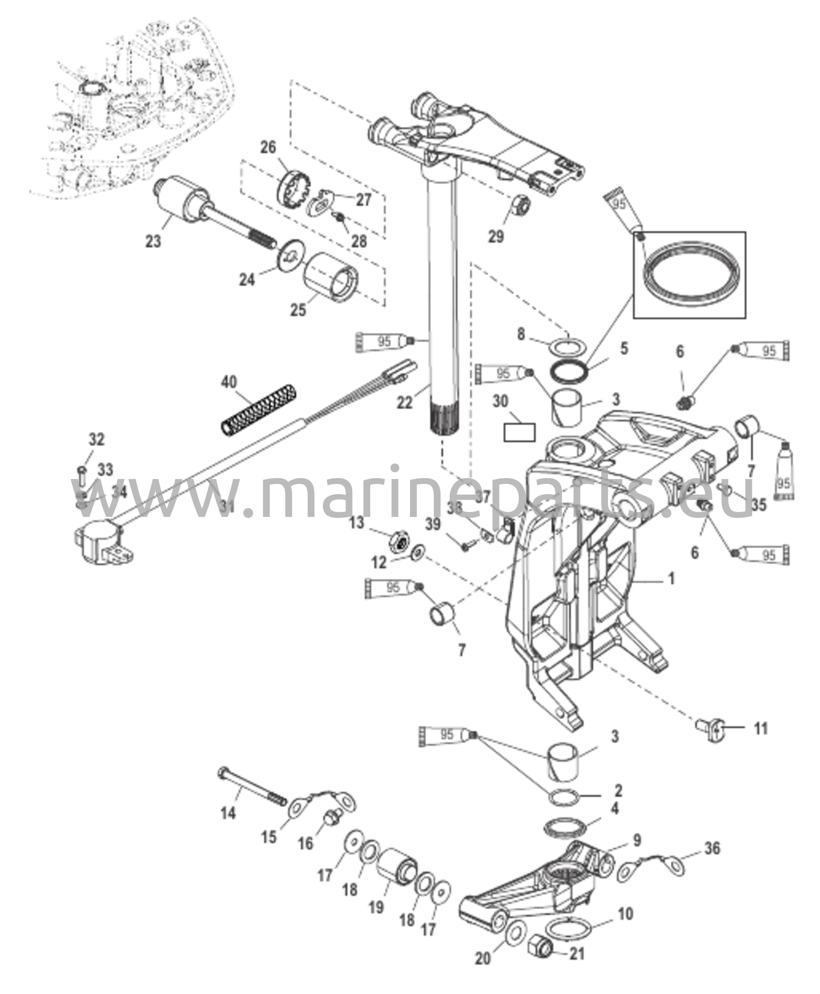 Kääntökiinnike ja ohjausvarsi