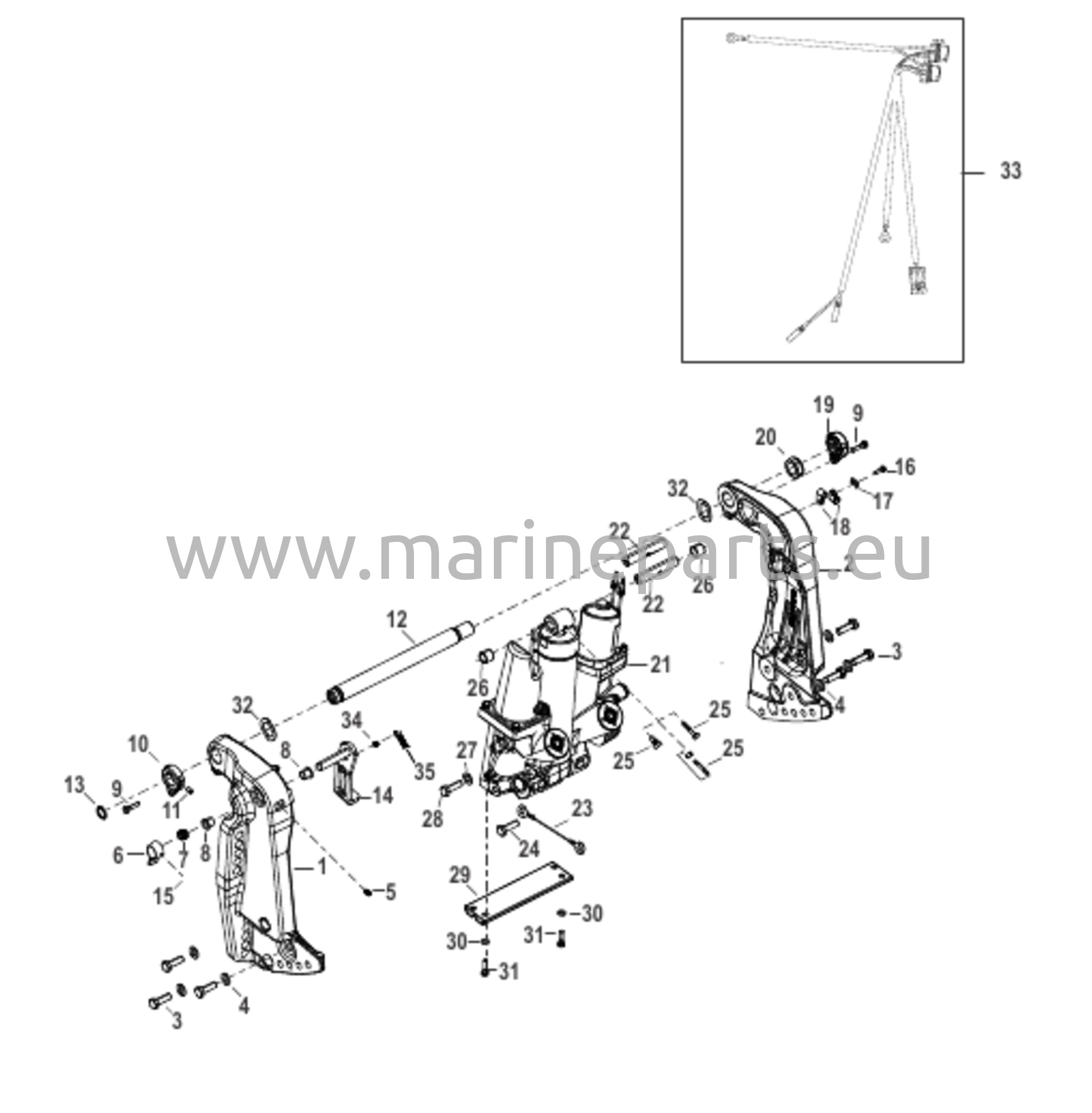 Voimansiirron trimmi/peräpeilin kokoonpano