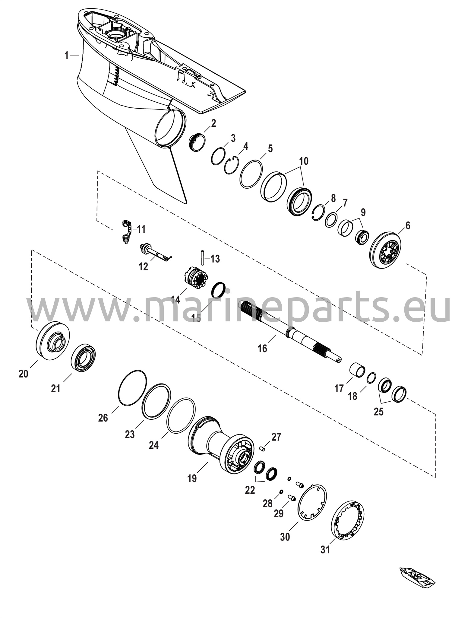 Vaihteiston kotelo vetoakselille - Normaali pyörimissuunta, 4.80 Torpedo