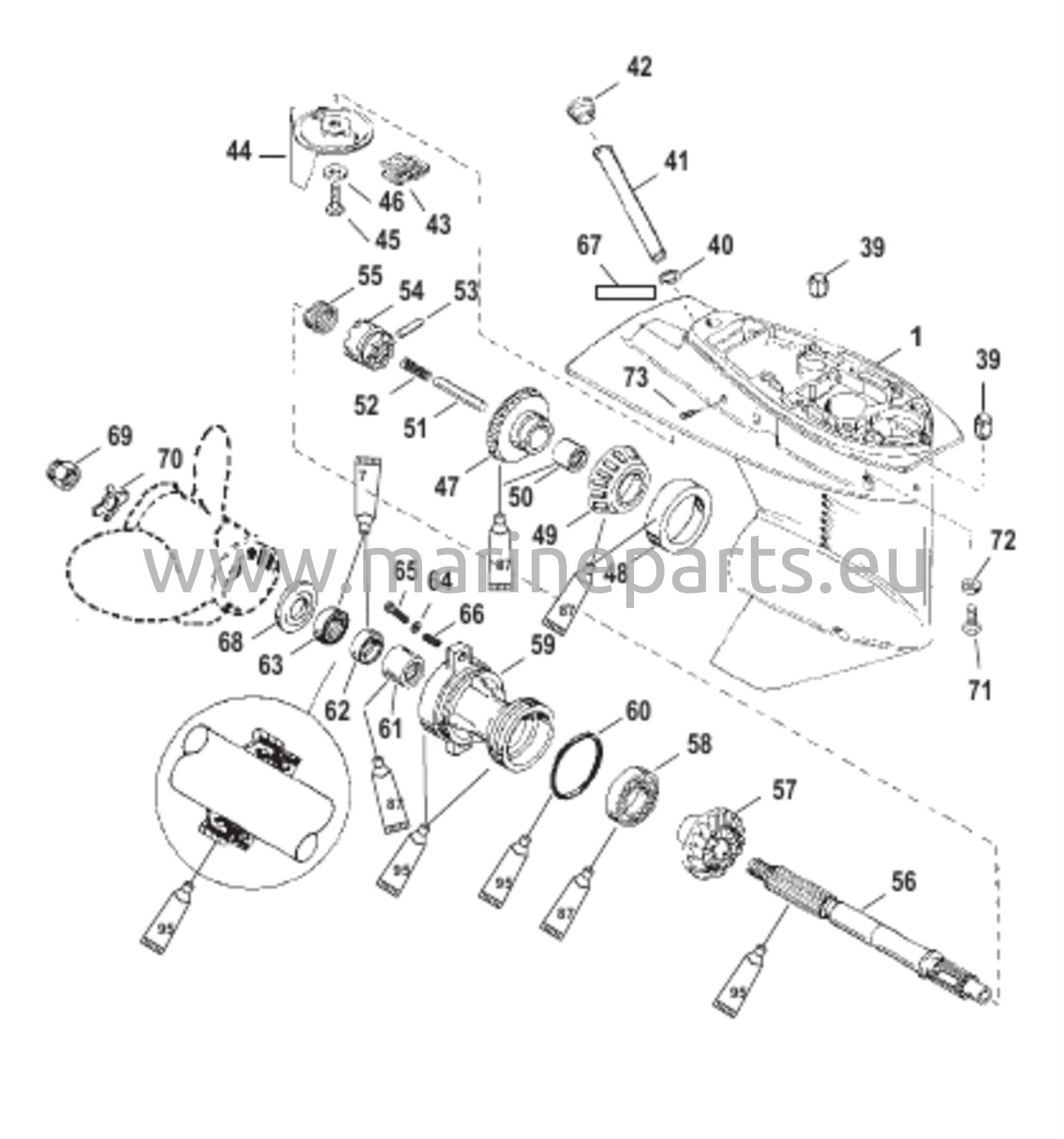 Gear Housing Propeller Shaft - Short-2:1 Gear Ratio 