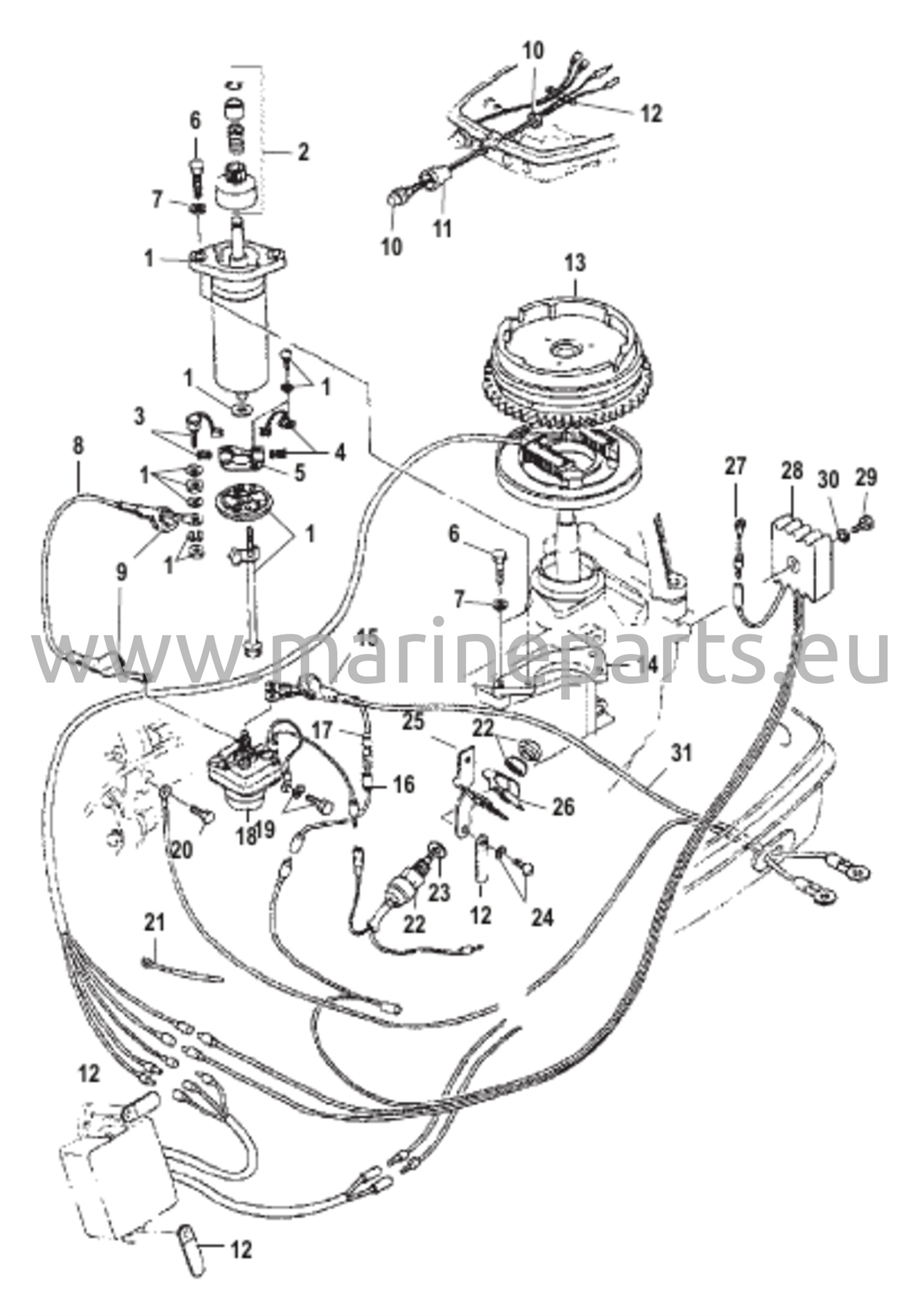 Sähkökäynnistimen osat