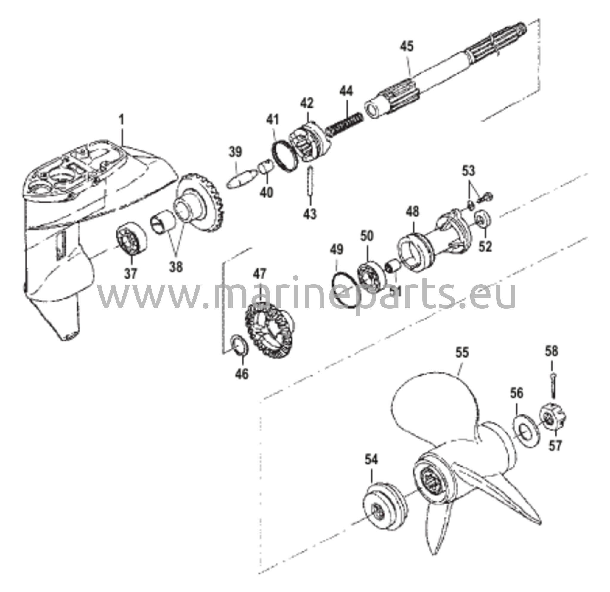 Vaihteiston kotelo potkurin akseli