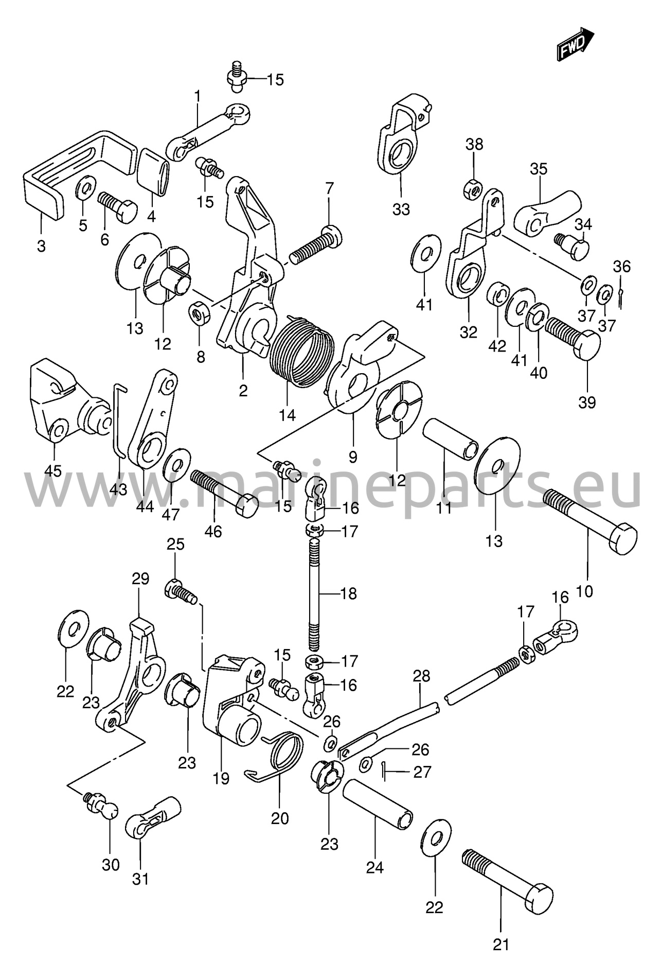 Gasstang (–1994) (DT75MQ, DT75WT, DT85MQ, DT85WT)