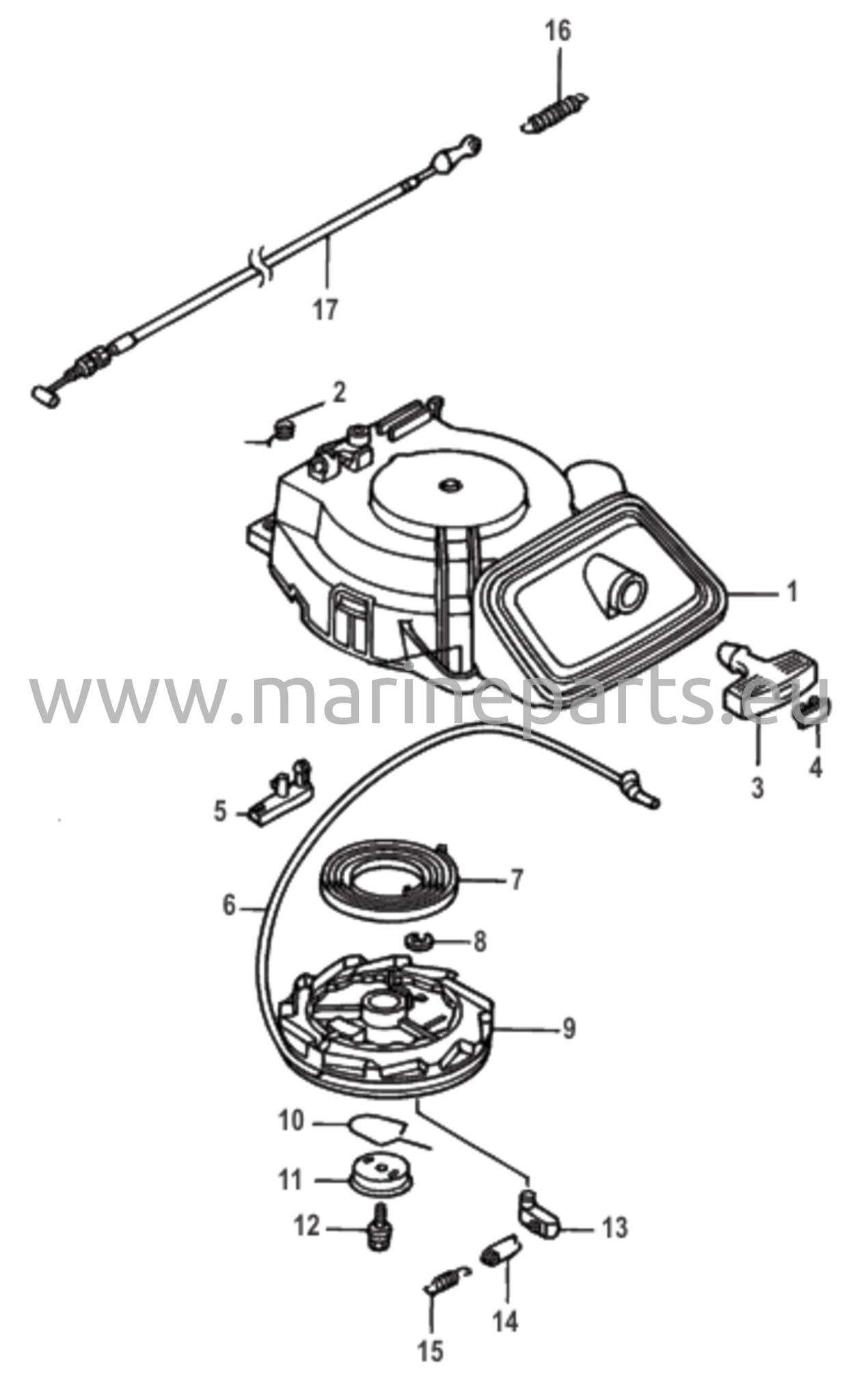 Käynnistimen vetojousen osat
